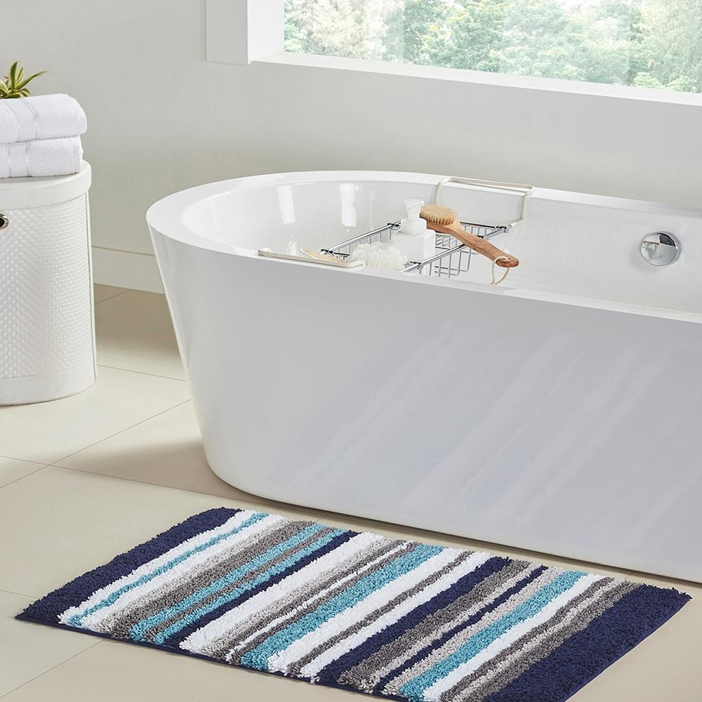 Better Trends Griffie 100% Polyester TPR Backing Tufted Bath Rug 24" x 36" Rectangle - Blue