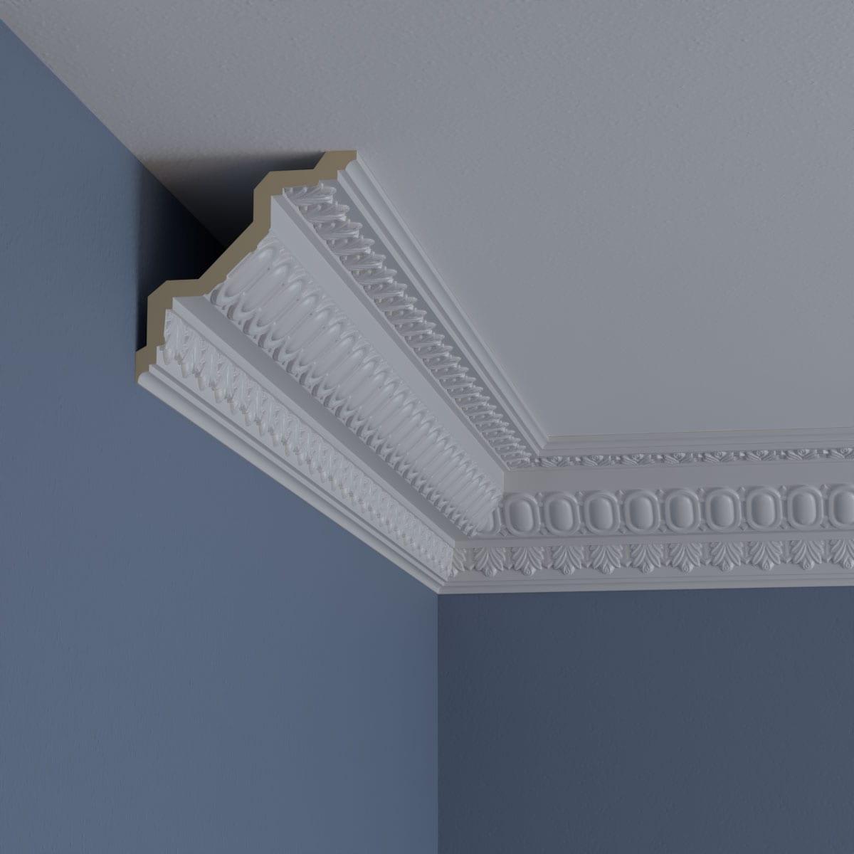 4"H x 4"P x 5 3/4"F x 94 1/2"L, (1 1/4" Repeat), Egg and Dart Crown Moulding