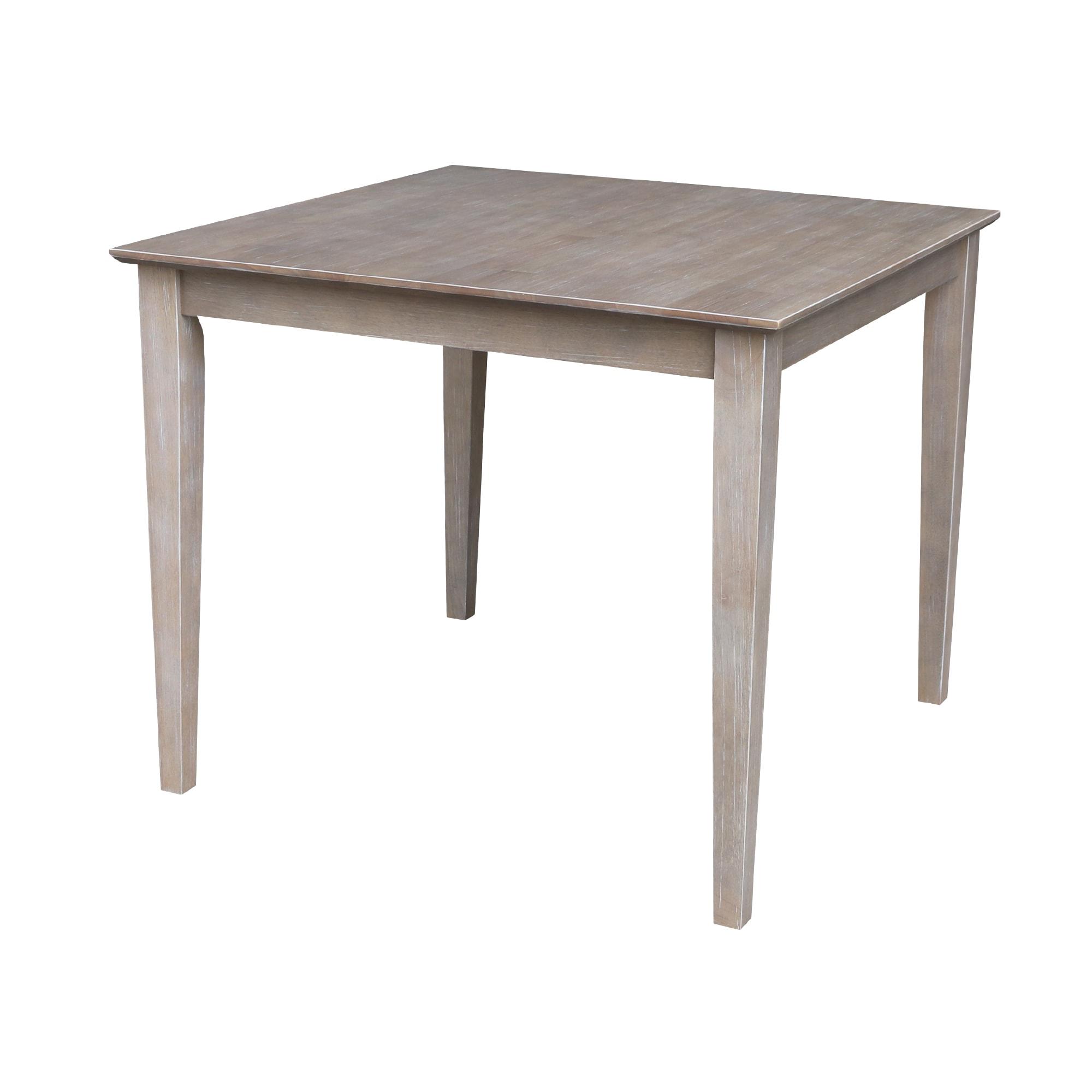 Solid Wood 30" X 30" Counter Height Table Washed Gray Taupe - International Concepts: Parawood, Square, Pedestal Base