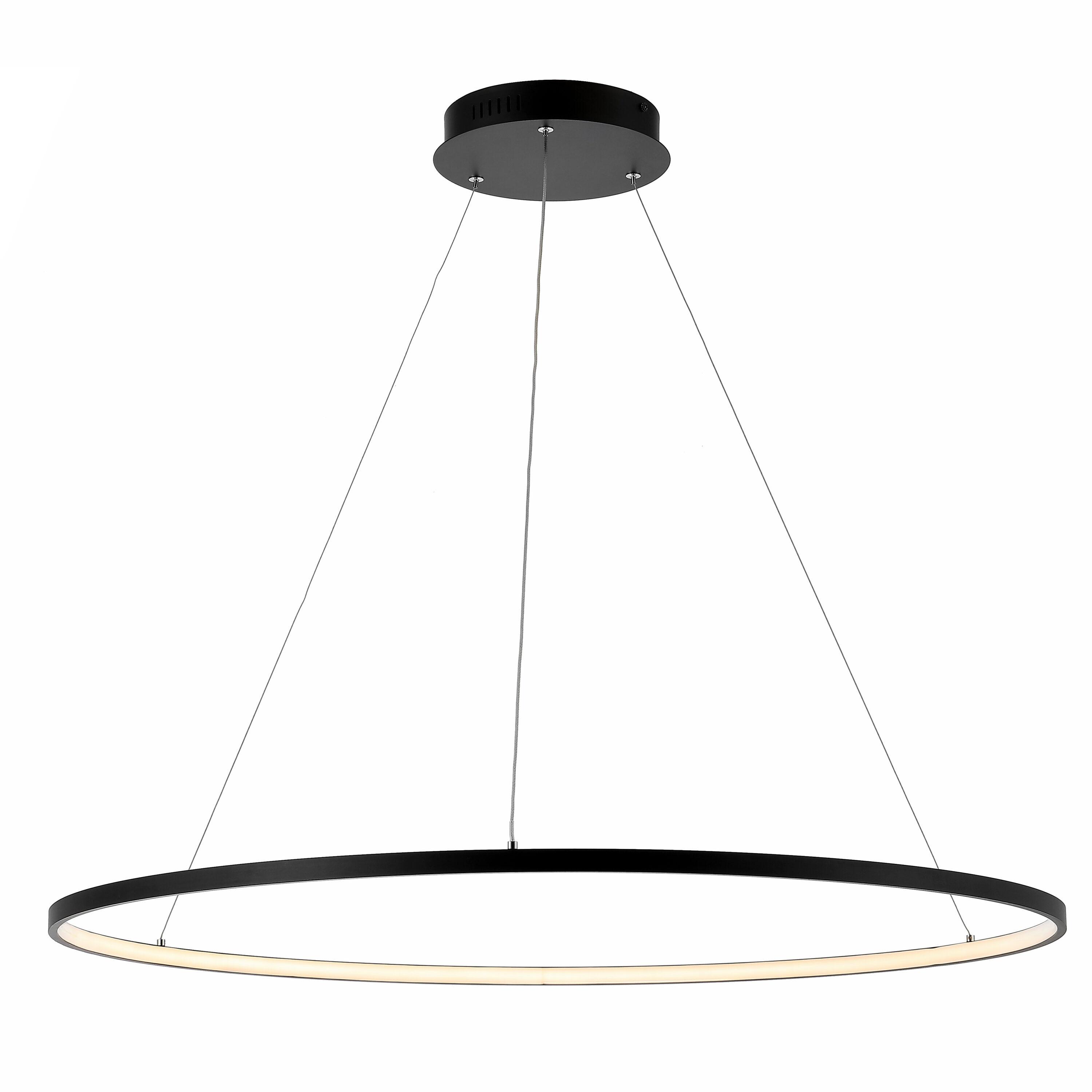 Circulo 35" Metal Round Modern Contemporary LED Integrated Pendant, Black