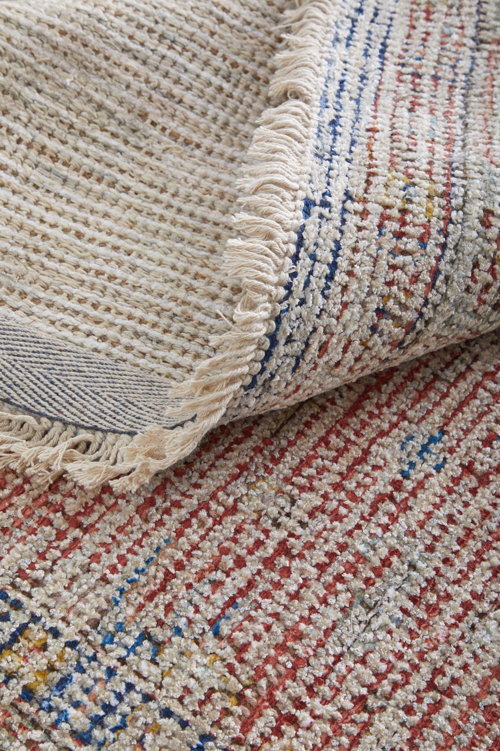 Caldwell Transitional Distressed Ivory/Blue/Red Area Rug