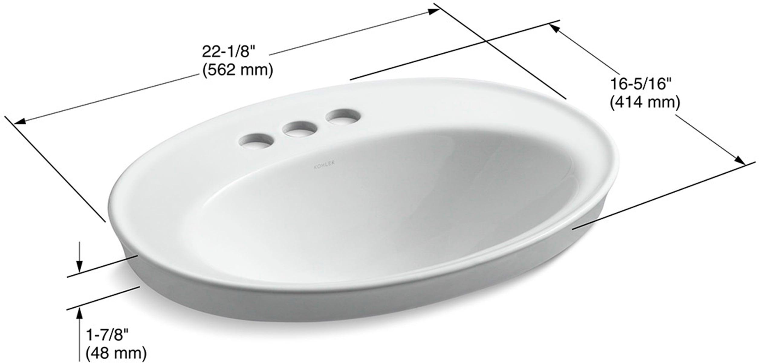 Serif® Ceramic Oval Drop-In Bathroom Sink with Overflow