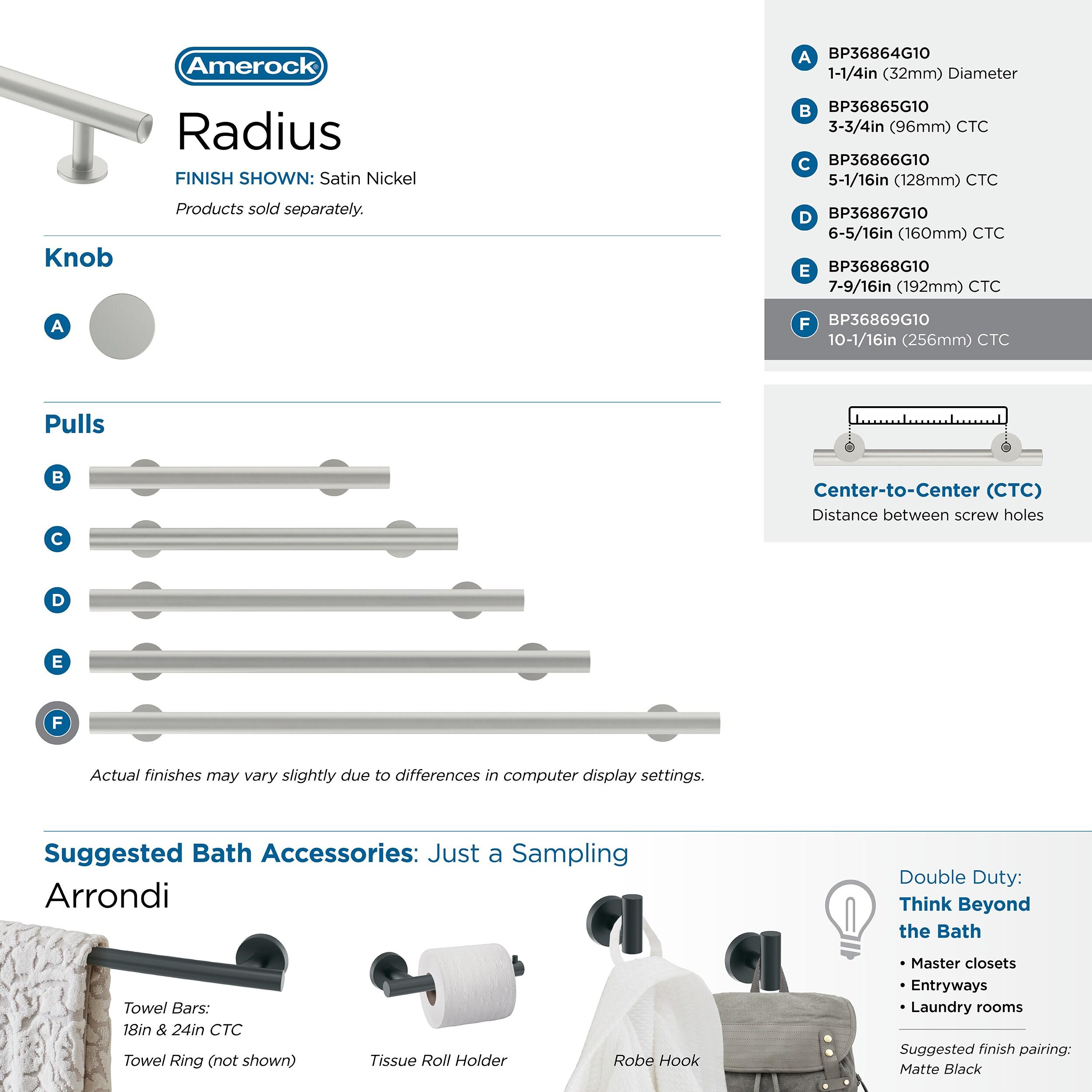 Amerock Radius 10-1/16 inch (256mm) Center-to-Center Satin Nickel Cabinet Pull