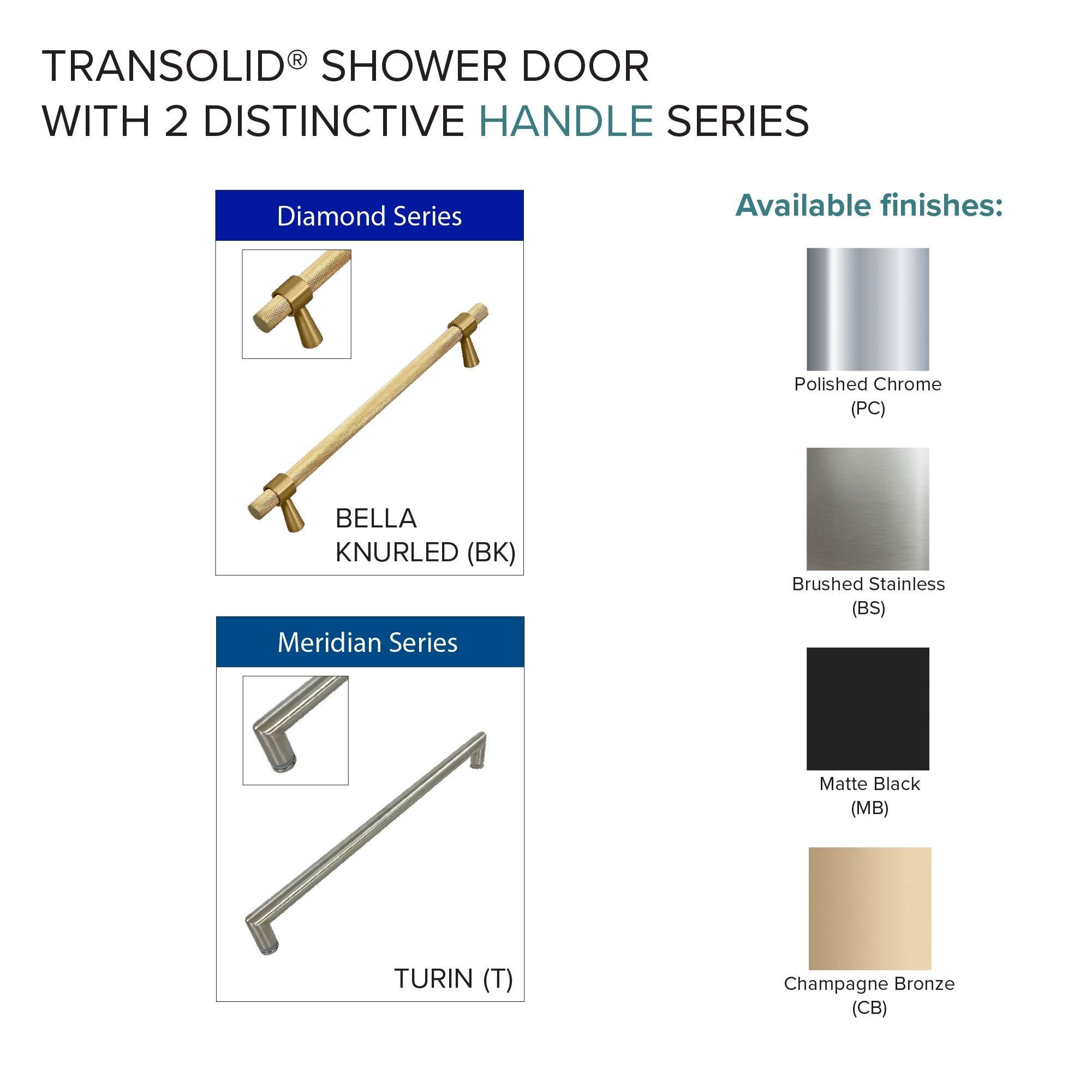 Transolid Elizabeth 46-in W x 76-in H Hinged Shower Door with Clear Glass