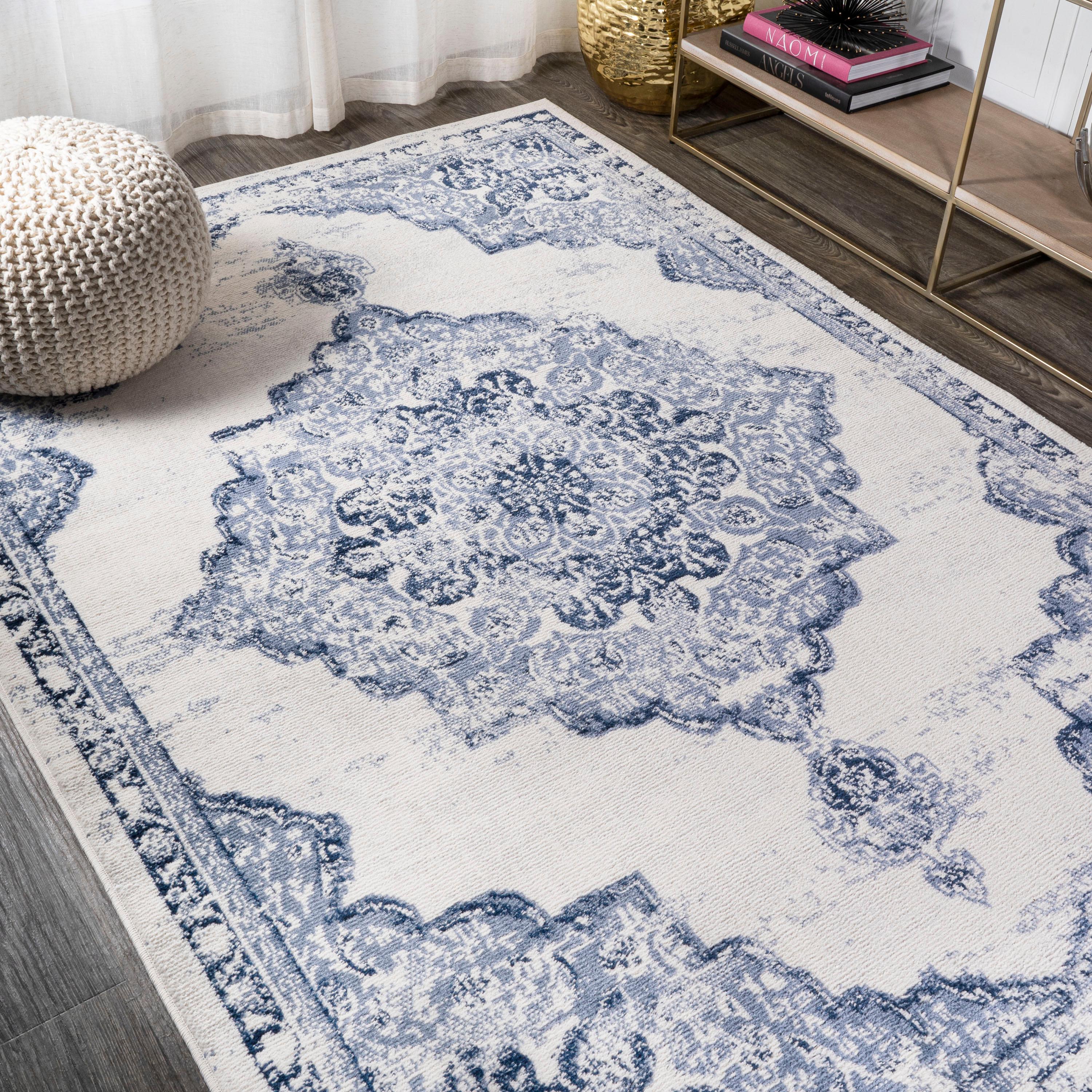 8'x10' Alhambra Ornate Medallion Modern Area Rug, Light Blue/Ivory - JONATHAN Y