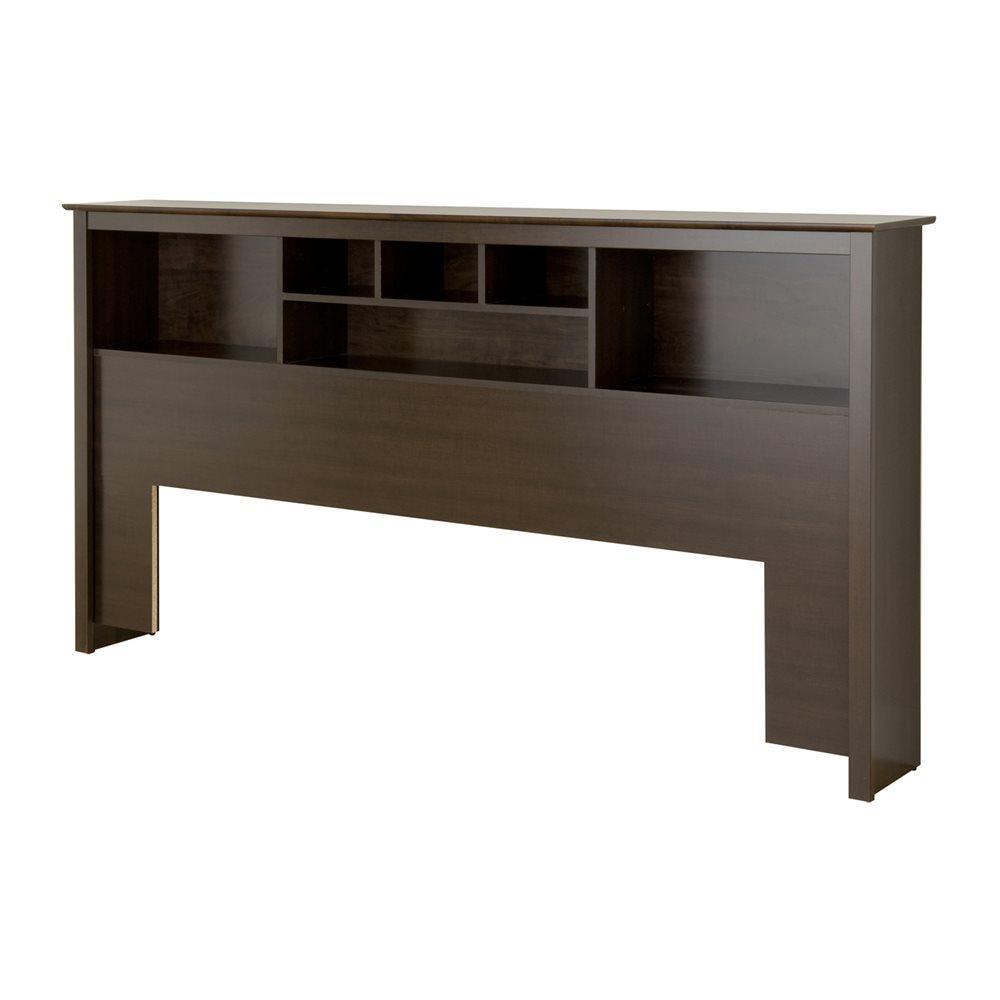 Prepac King Bookcase Headboard Espresso Brown: Wood Composite Storage Headboard, No Mattress Included