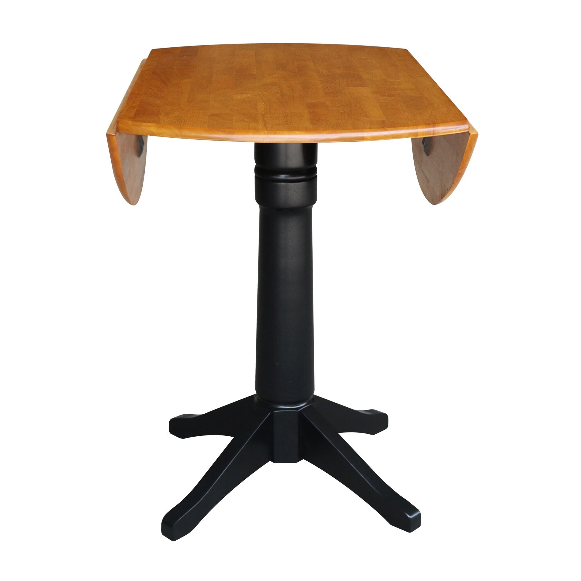 42" Round Dual Drop Leaf Pedestal Table - 36.3"H  Black Cherry