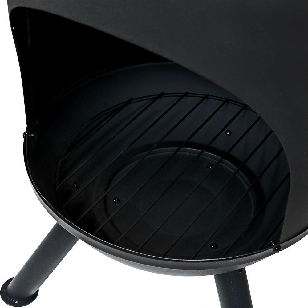 60" Heat-Resistant Black Finish Steel Wood-Burning Chiminea with Wood Grate