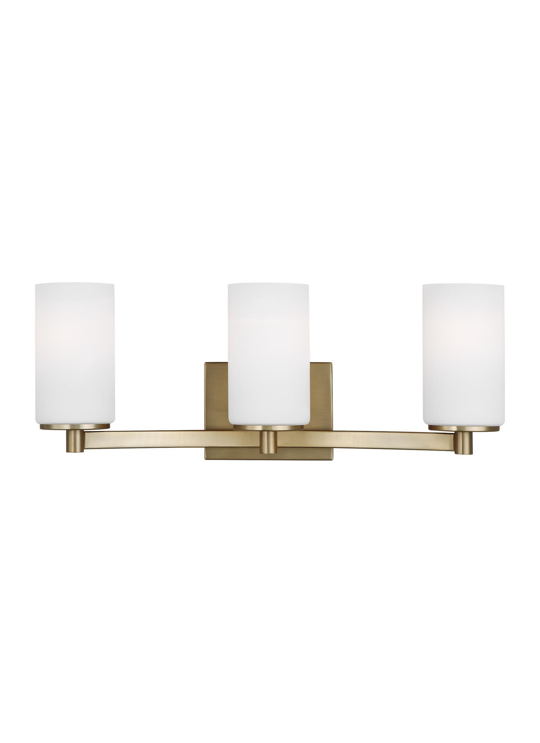 Satin Brass 3-Light Dimmable Bath Vanity Fixture