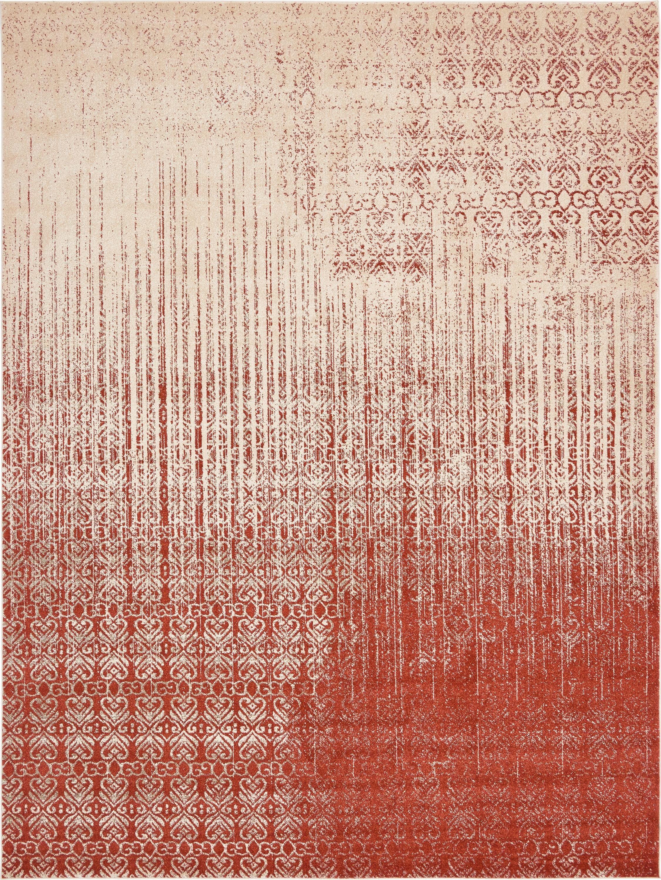 Unique Loom Del Mar Collection Area Rug - Jennifer (10' x 13' 1" Rectangle Red/Beige)