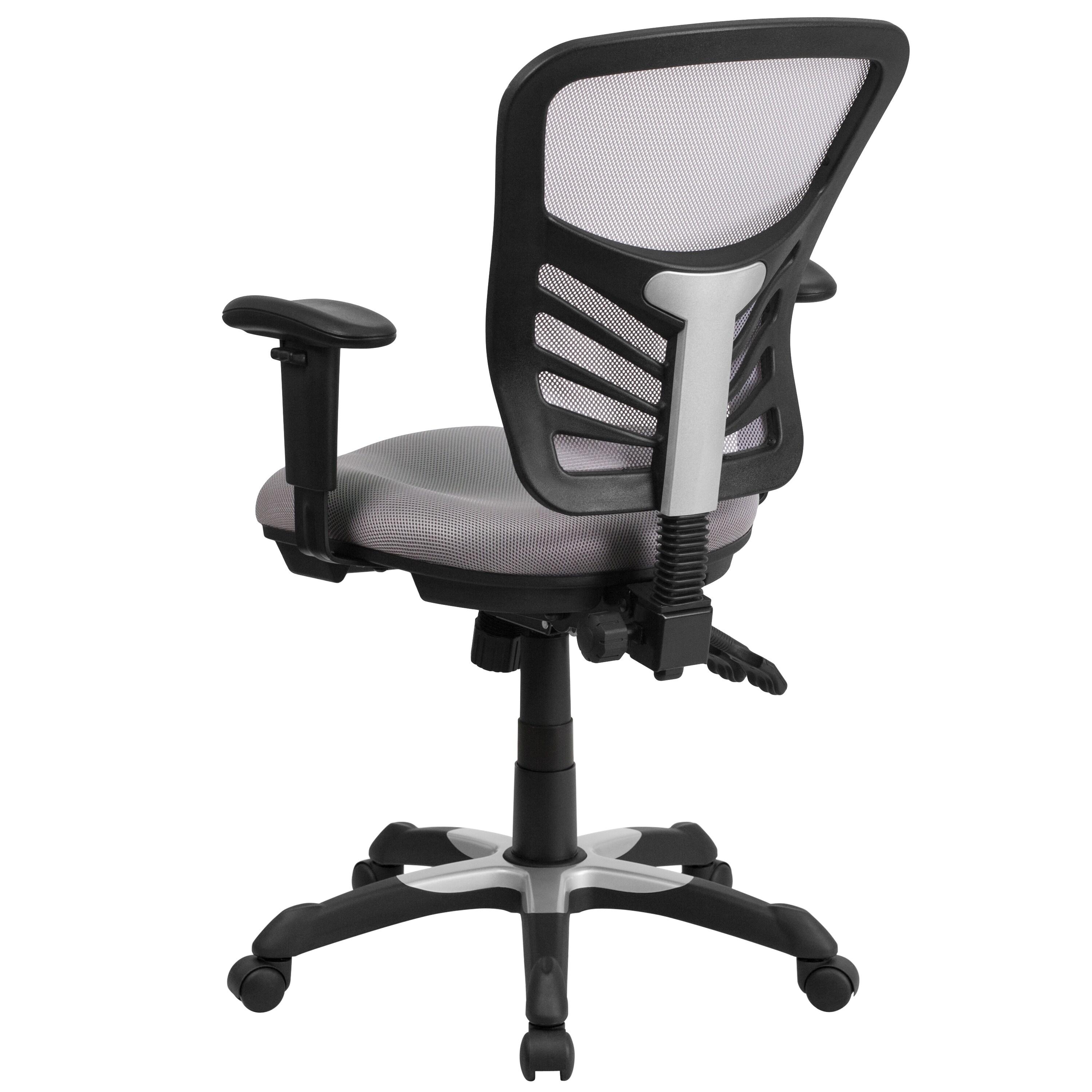 Flash Furniture Mid-Back Gray Mesh Multifunction Executive Swivel Ergonomic Office Chair with Adjustable Arms