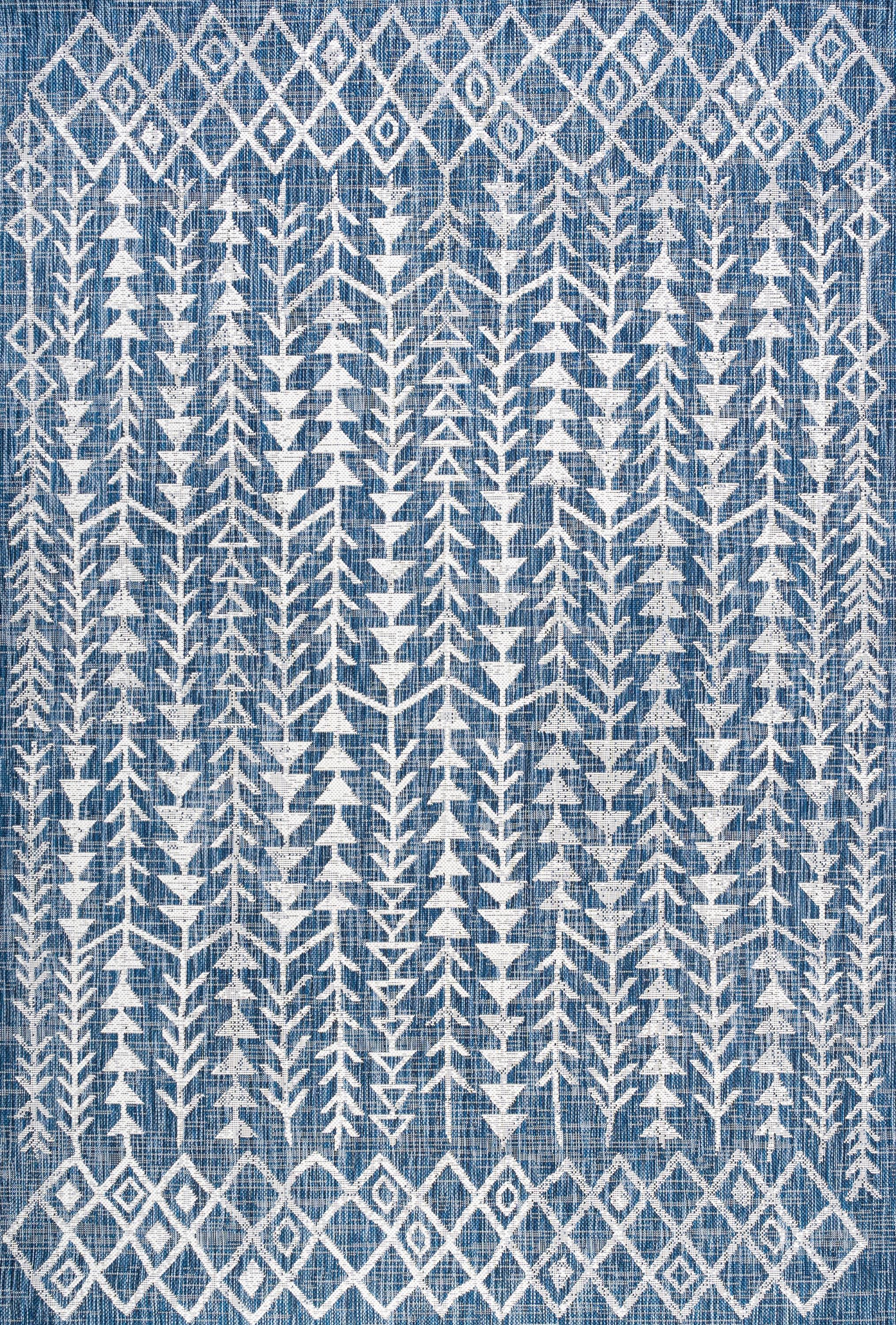 3'x5' Tokay Bohemian Geometric Indoor/Outdoor Area Rug, Blue/Ivory - JONATHAN Y