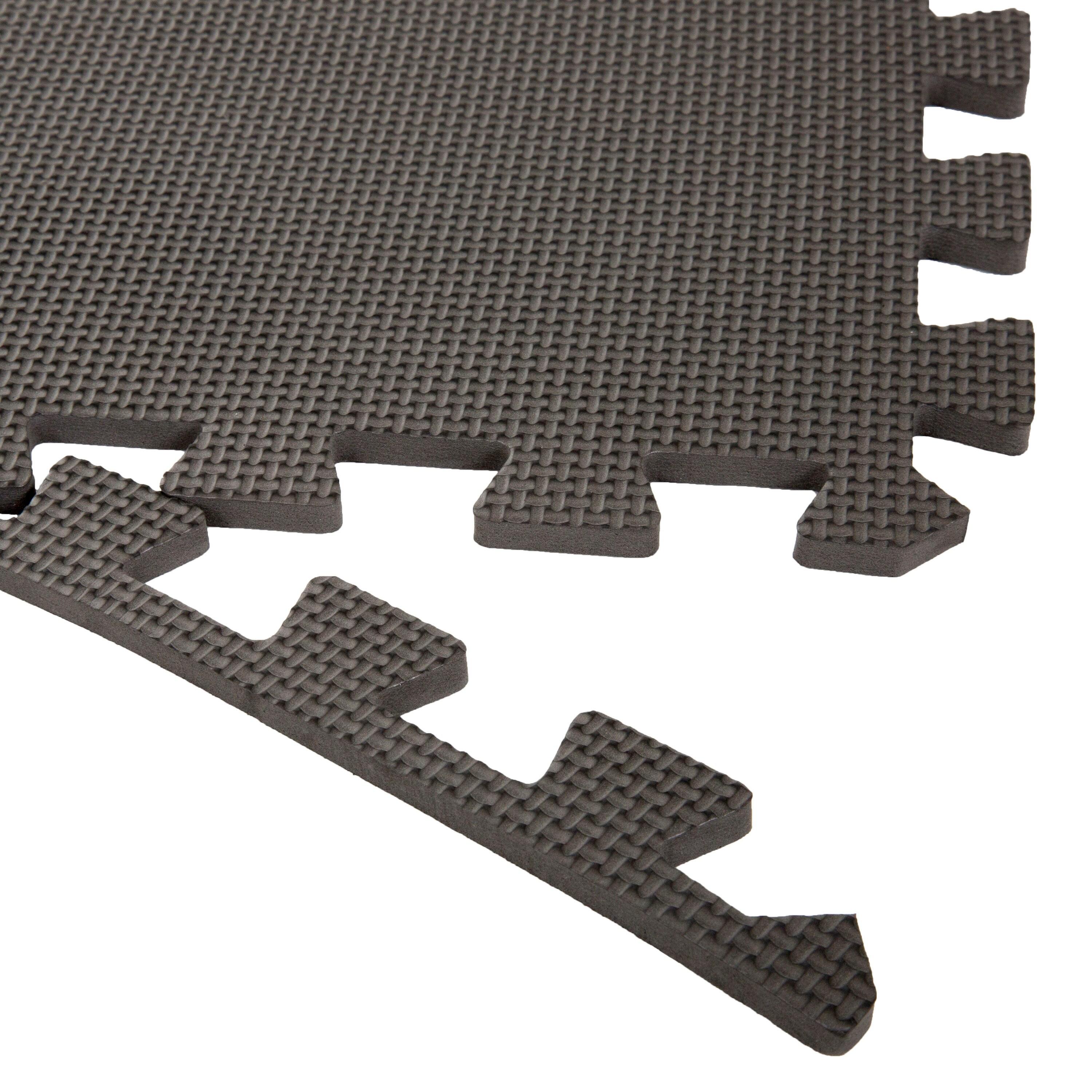 Fleming Supply Cushioned Nonslip Interlocking Foam Floor Tiles – 24" x 24" x 0.375", Gray, 6-pack