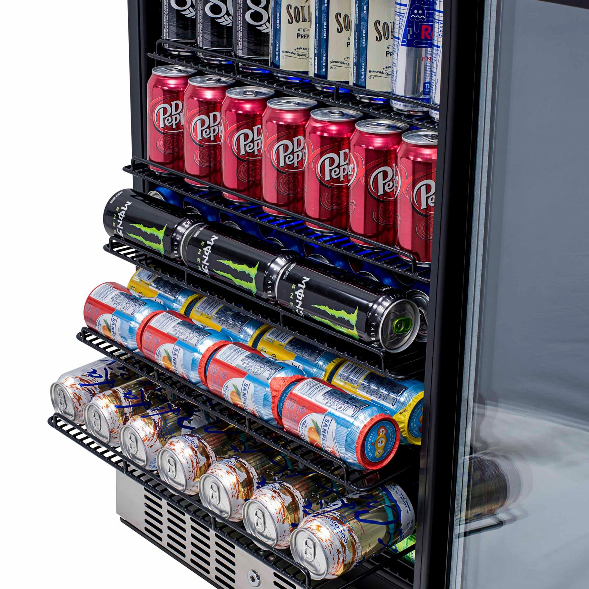 Newair 24” Built-in 177 Can Beverage Fridge in Stainless Steel with Precision Temperature Controls and Adjustable Shelves