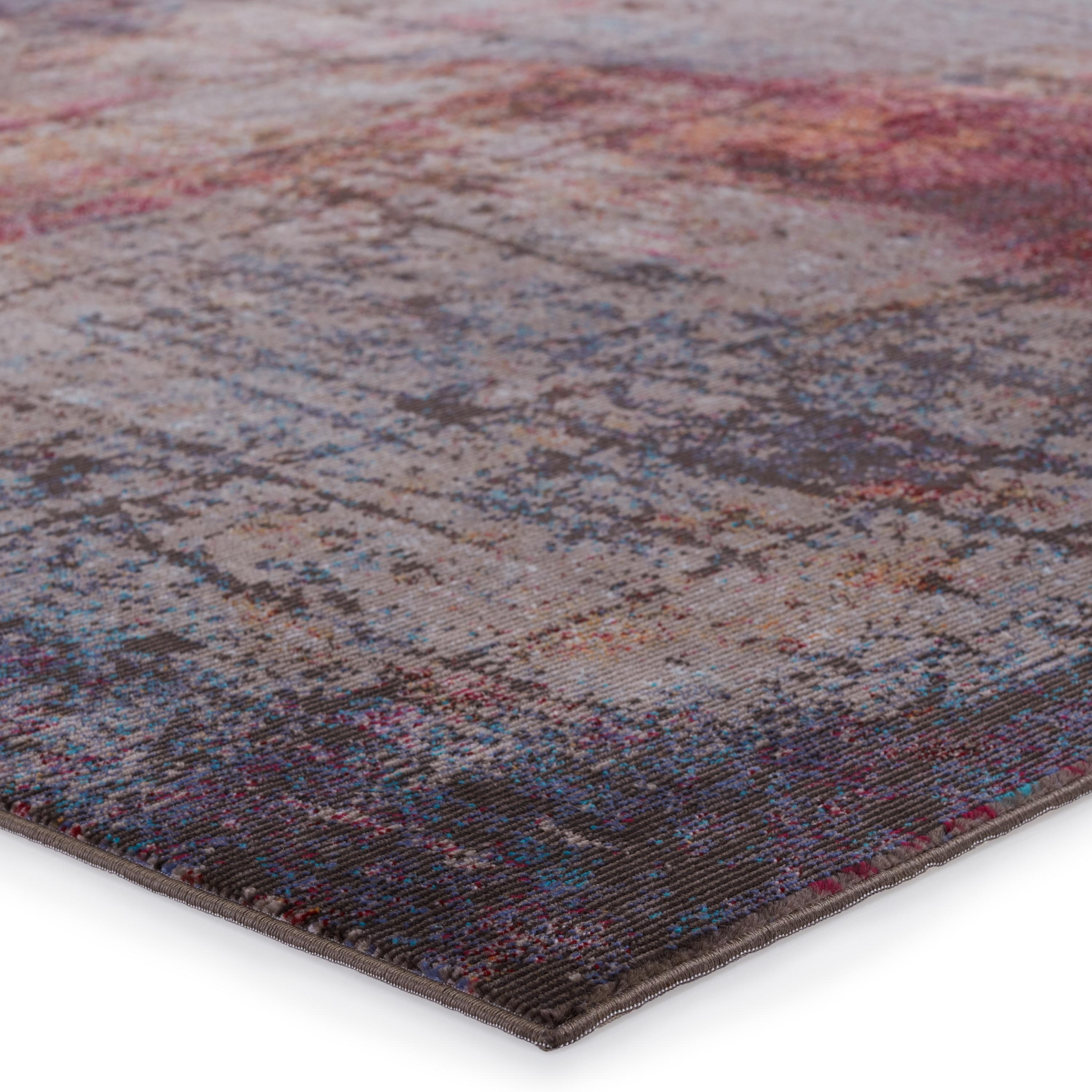 Borealis Abstract Magenta and Gray 6'x9' Synthetic Area Rug