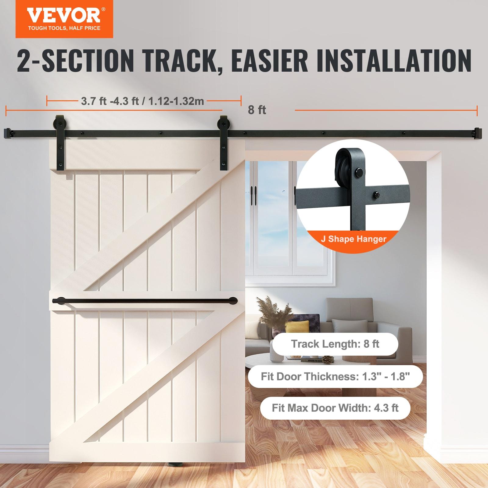 VEVOR Black Steel Single Door Barn Door Hardware Kit Standard Single