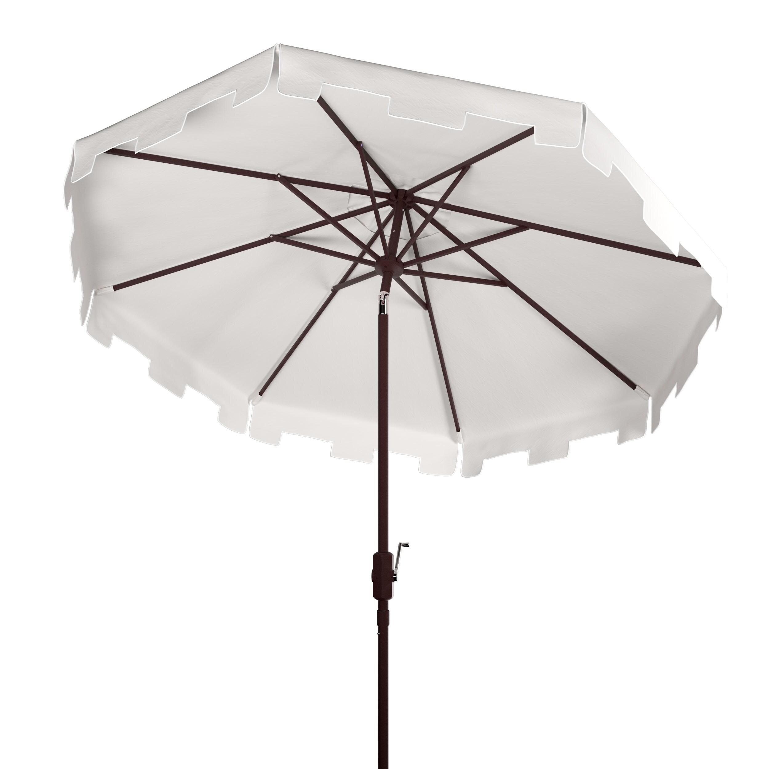 Zimmerman 11Ft Round Market Umbrella - PAT8100 - Beige/White - Safavieh