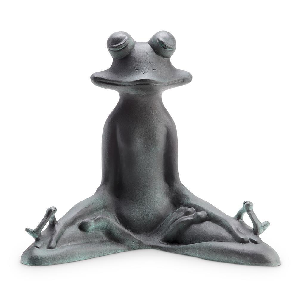 Verdigris Green Aluminum Yoga Frog Garden Sculpture 12 Inches High