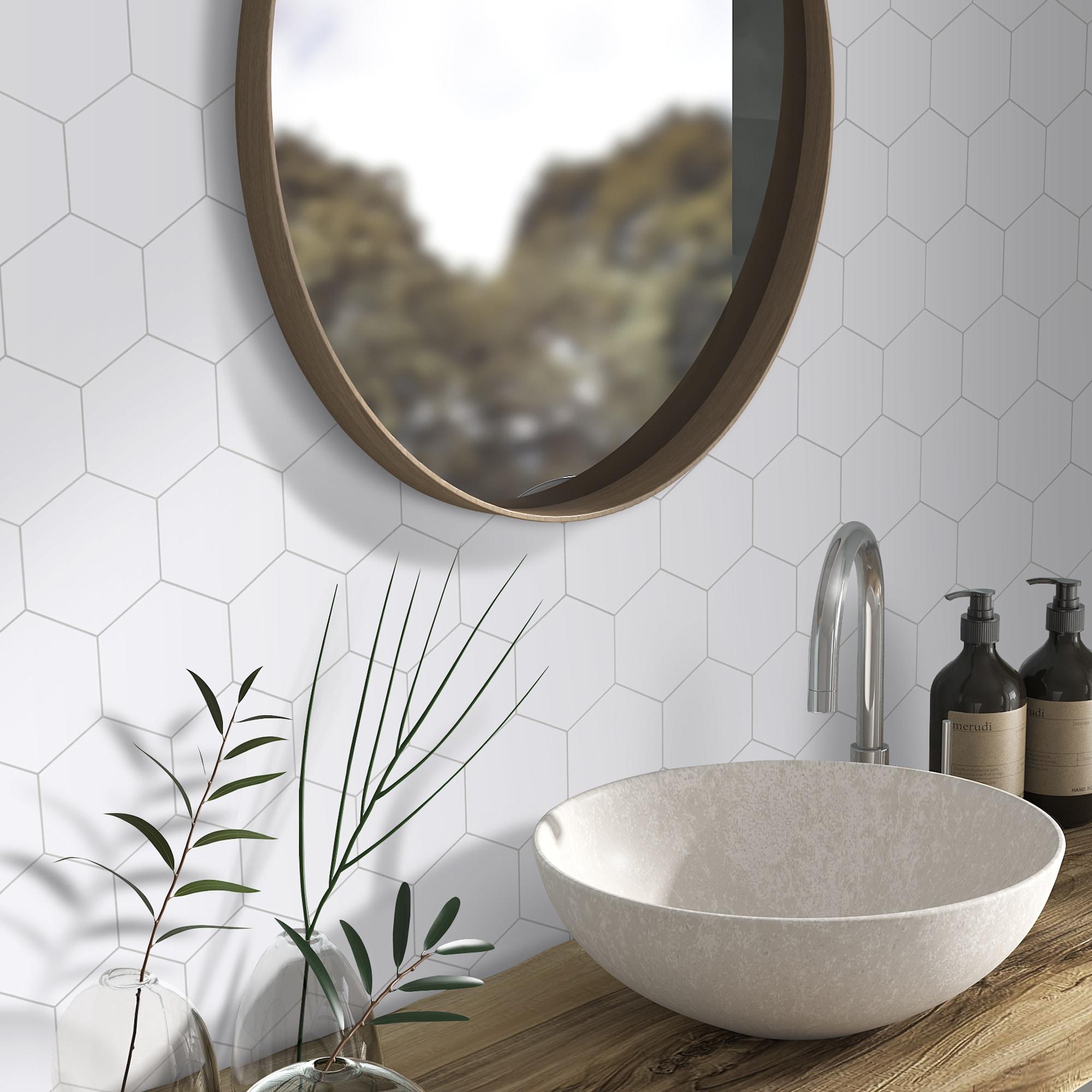 10.1'' W x 11.6'' L Hexagon Stone Composite Peel and Stick Mosaic Tile