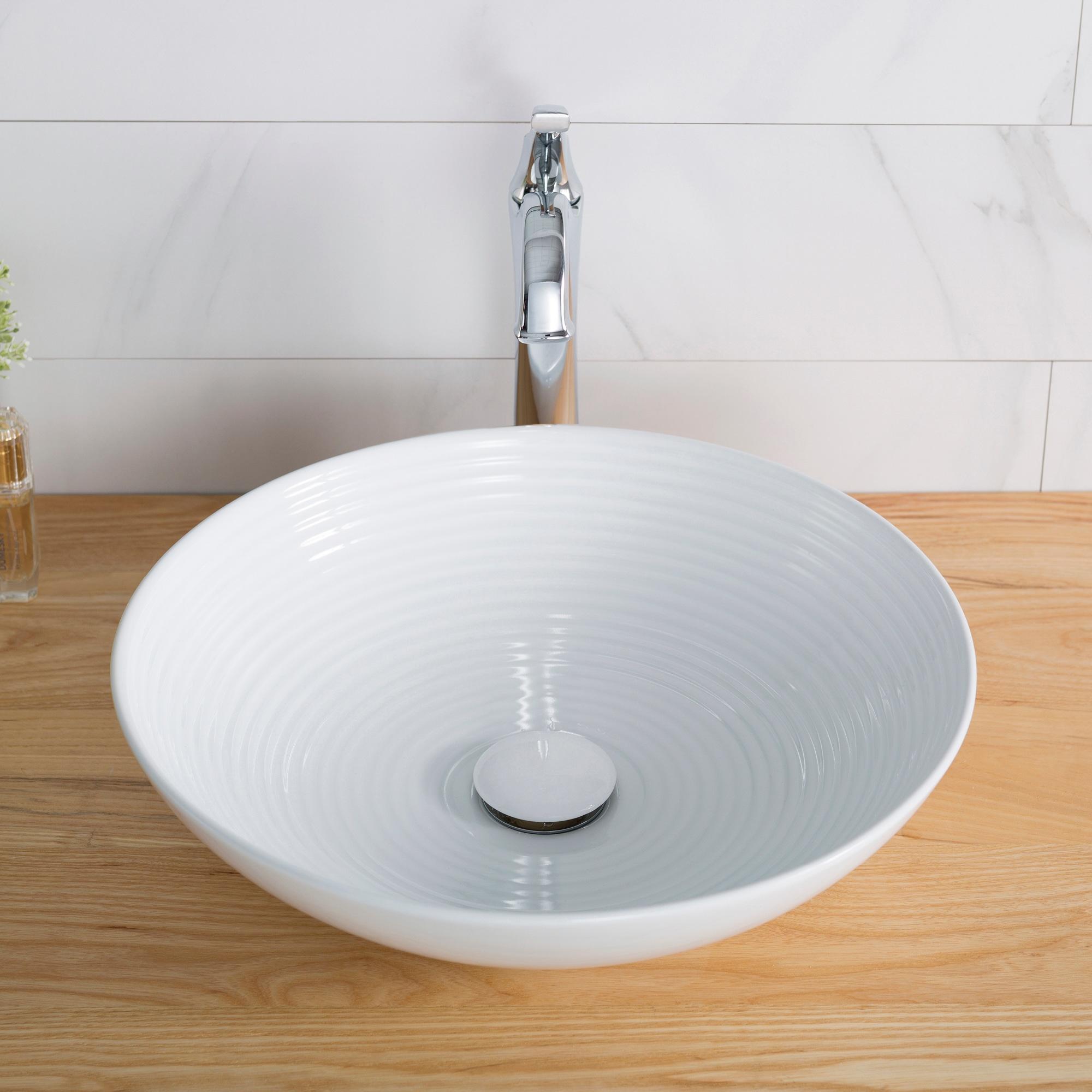 KRAUS Viva™ Thin Ceramics Vessel Bathroom Sink with Pop-Up Drain