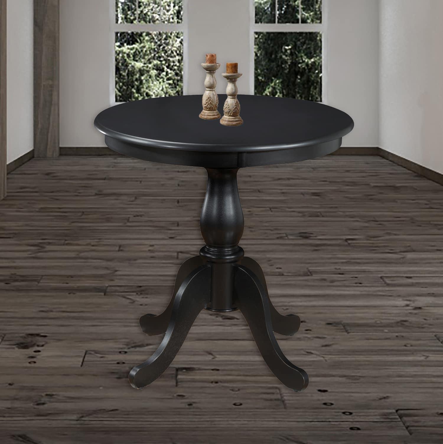 Carolina Living 30" Salem Round Pedestal Dining Table Black: Rubberwood, MDF, Non-Extension