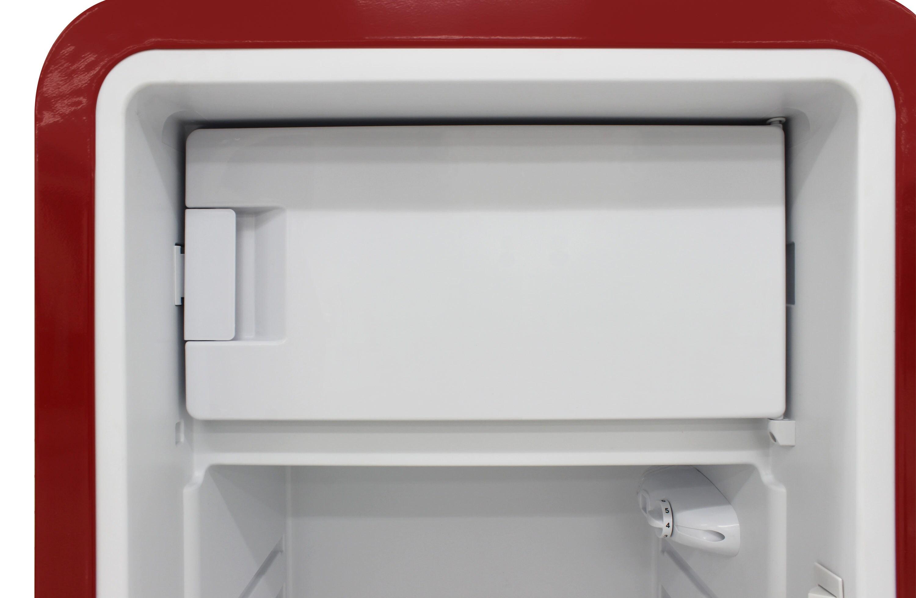 Brama 9.2 Cu.Ft. Retro Red Top-Freezer Refrigerator with Solid Steel Door