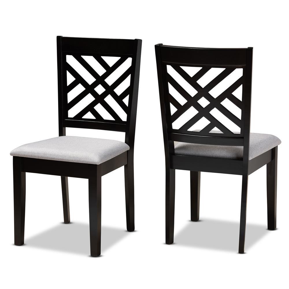 2pc Caron Upholstered Wood Dining Chair Set Sand Gray/Espresso - Baxton Studio