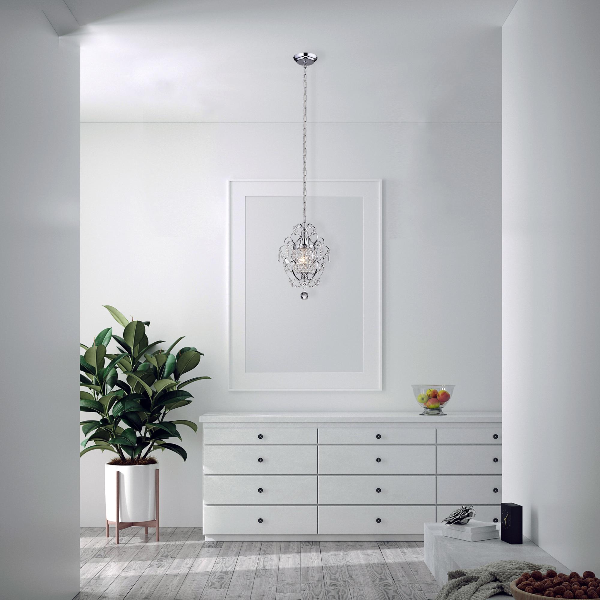 Edvivi Lighting Chrome Finish 1-Light Glam Mini Pendant with Crystal