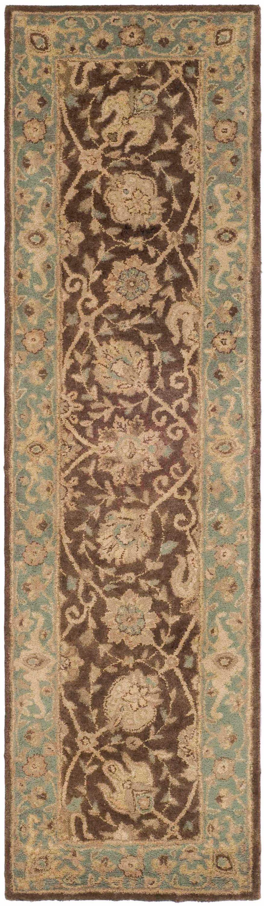 Antiquity AT21 Hand Tufted Indoor Runner Rug - Brown/Green - 2'3"x12' - Safavieh