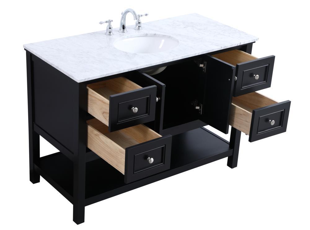 Elegant Decor Metropolis 48" Single Marble Top Bathroom Vanity in Black