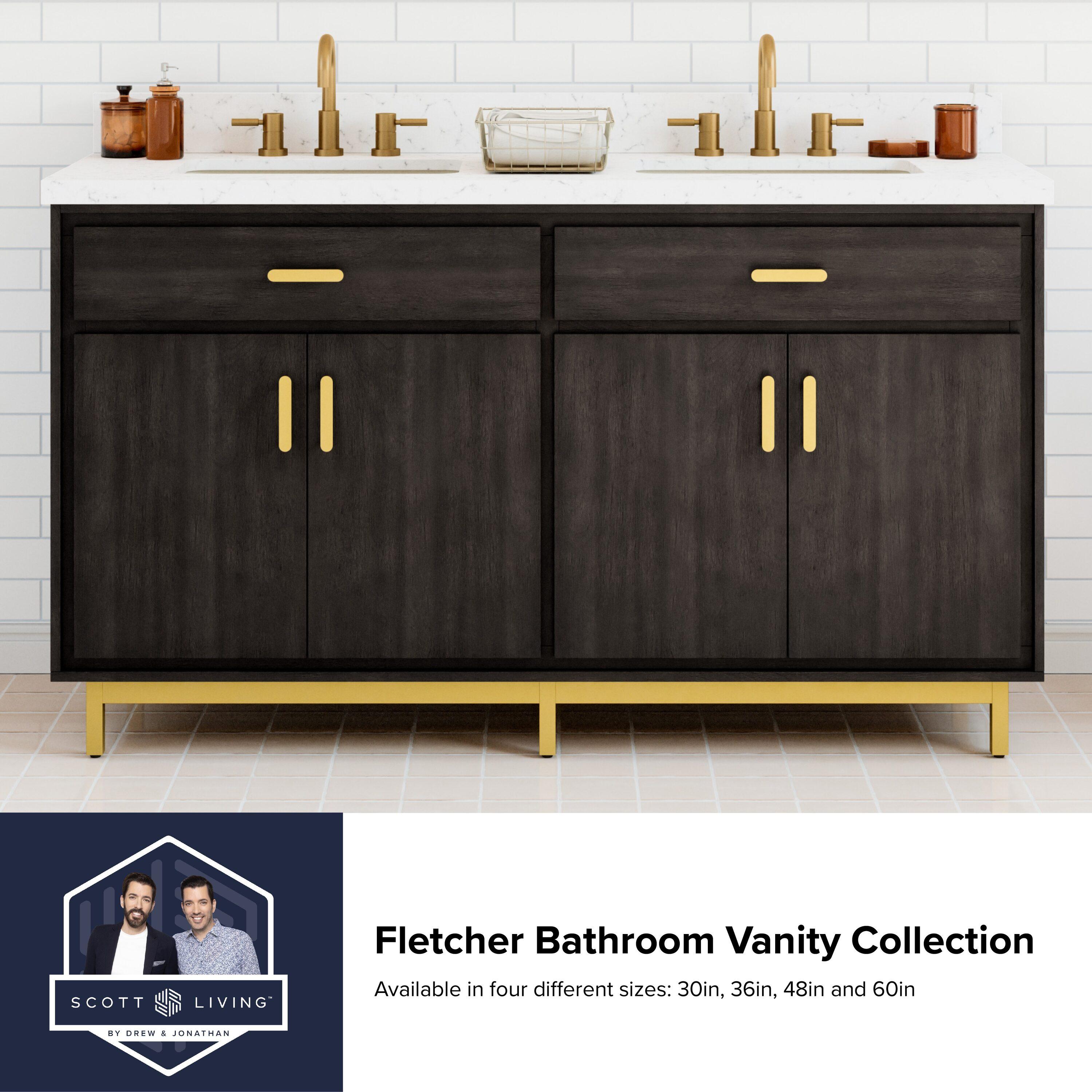 60'' Double Bathroom Vanity with Engineered Quartz Top