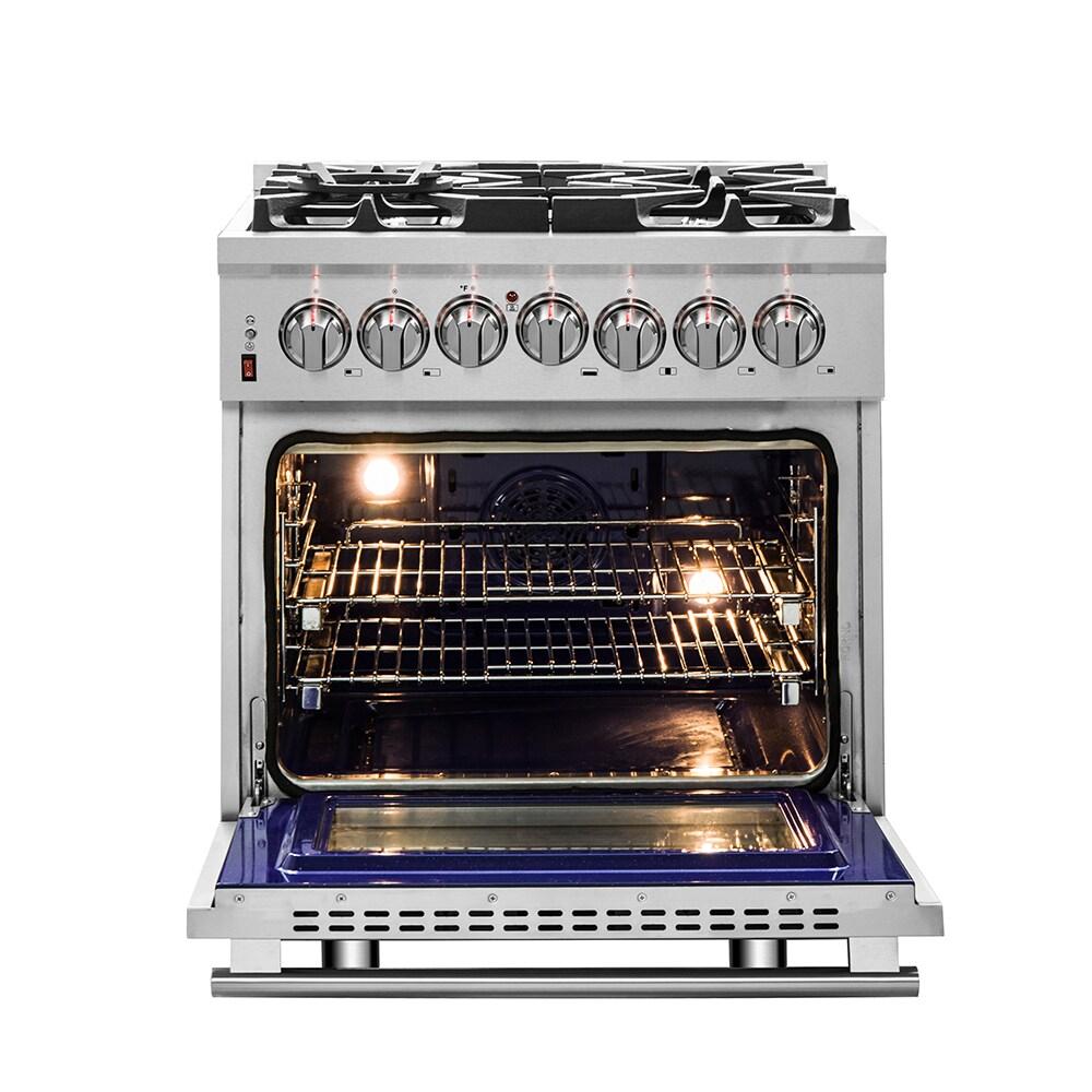 Massimo 30-inch Dual Fuel Range, 5 Burners, 4.32 cu.ft. True Convection Oven, Air Fryer & Griddle