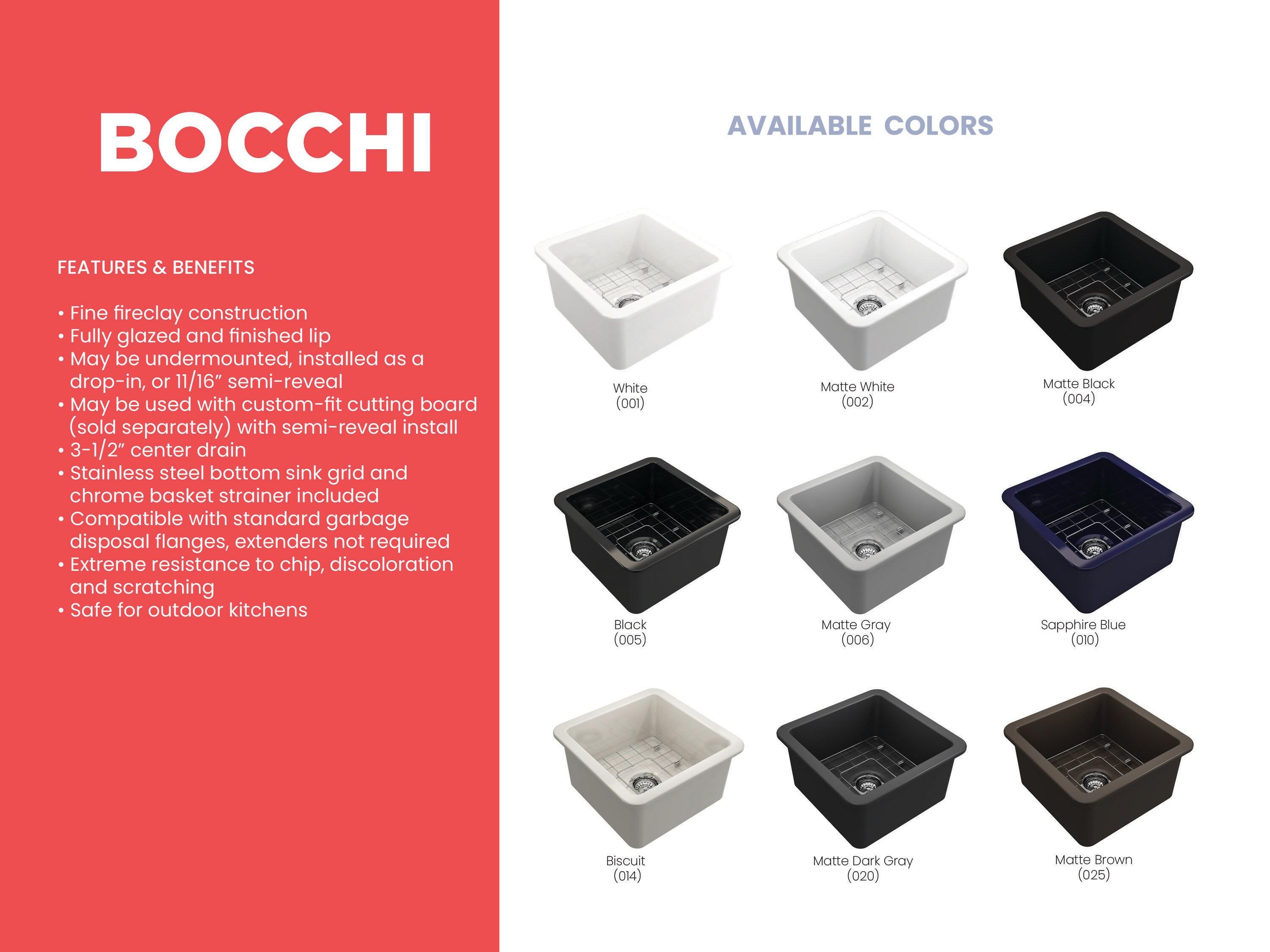 BOCCHI 18'' L Fireclay Kitchen Sink 1359-004-0120