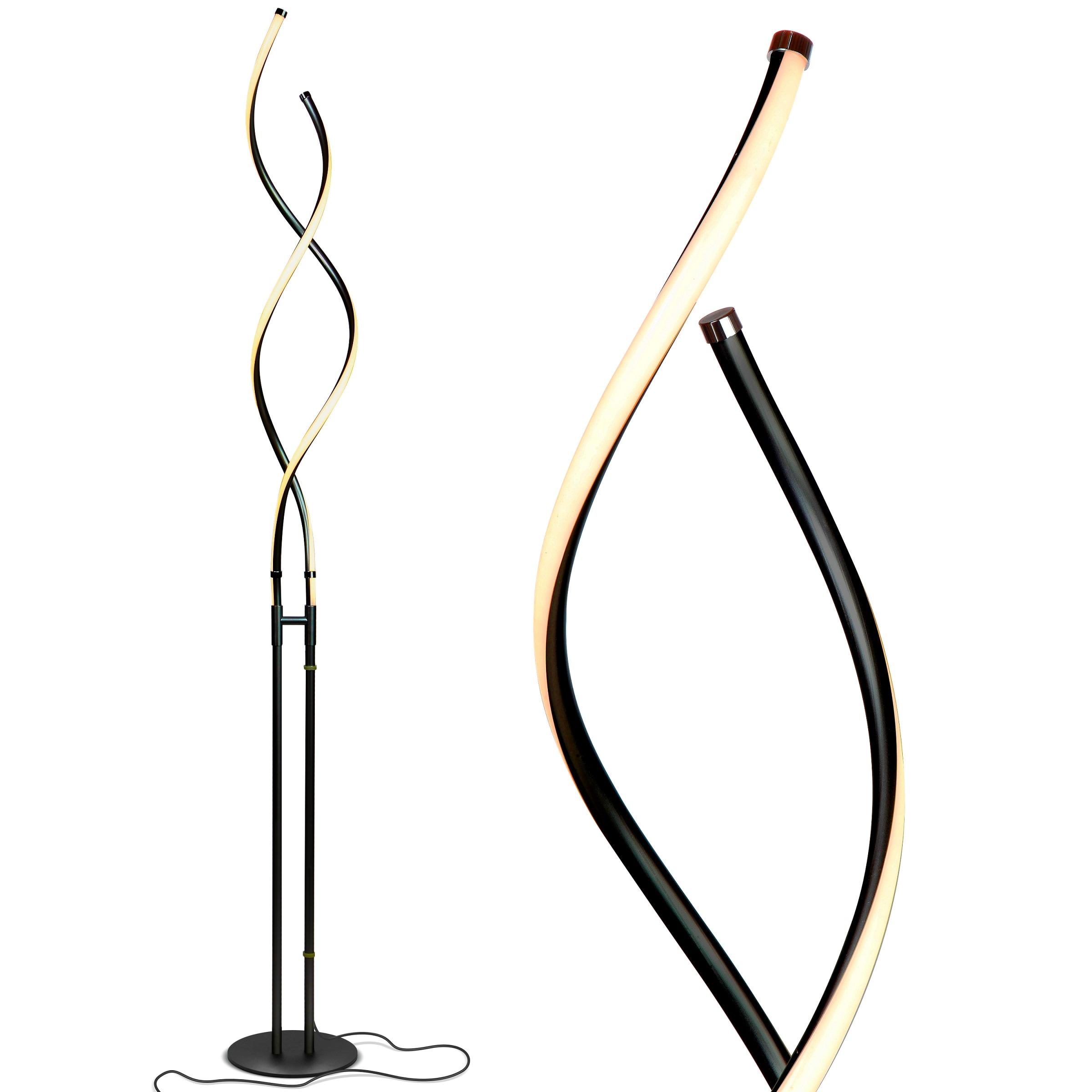 Brightech Embrace 40–60" 2-in-1 Modern LED Spiral Floor and Table Lamp with Black Finish, Adjustable Height, and Built-In 3-Way Dimmer
