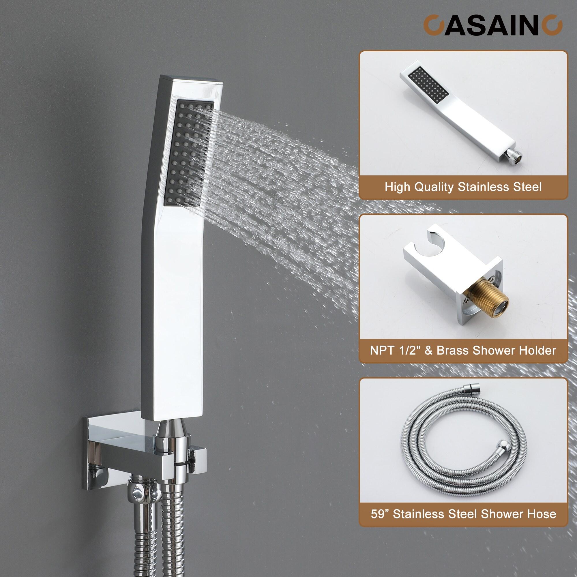 CASAINC CS6228-12CH Dual Shower Head Thermostatic Rainfall Shower System with Rough in-Valve and Shower Body Spray
