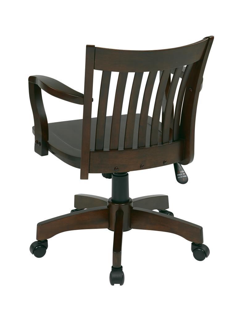 OSP Home Furnishings Deluxe Wood Bankers Chair with Wood Seat in Espresso Wood Finish