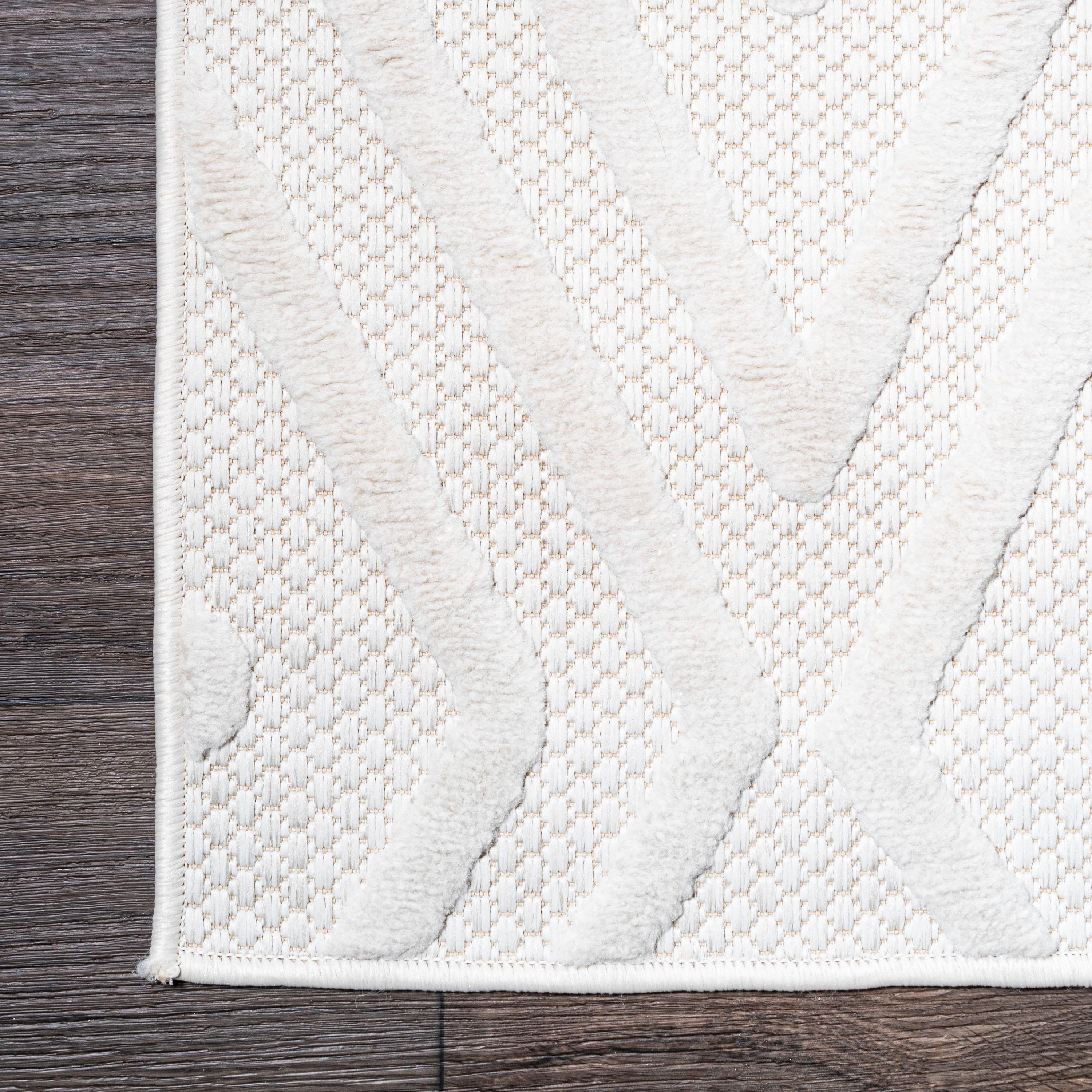 5' x 5' Balansat Moroccan Diamond Indoor/Outdoor Area Rug, Ivory - JONATHAN Y