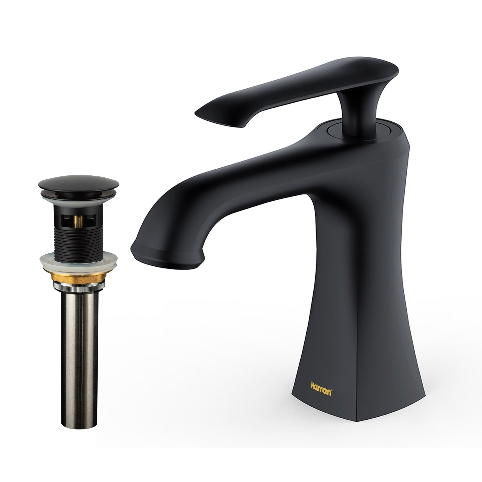 Karran Woodburn Single Handle Single Hole Basin Bathroom Faucet With Matching Pop-up Drain