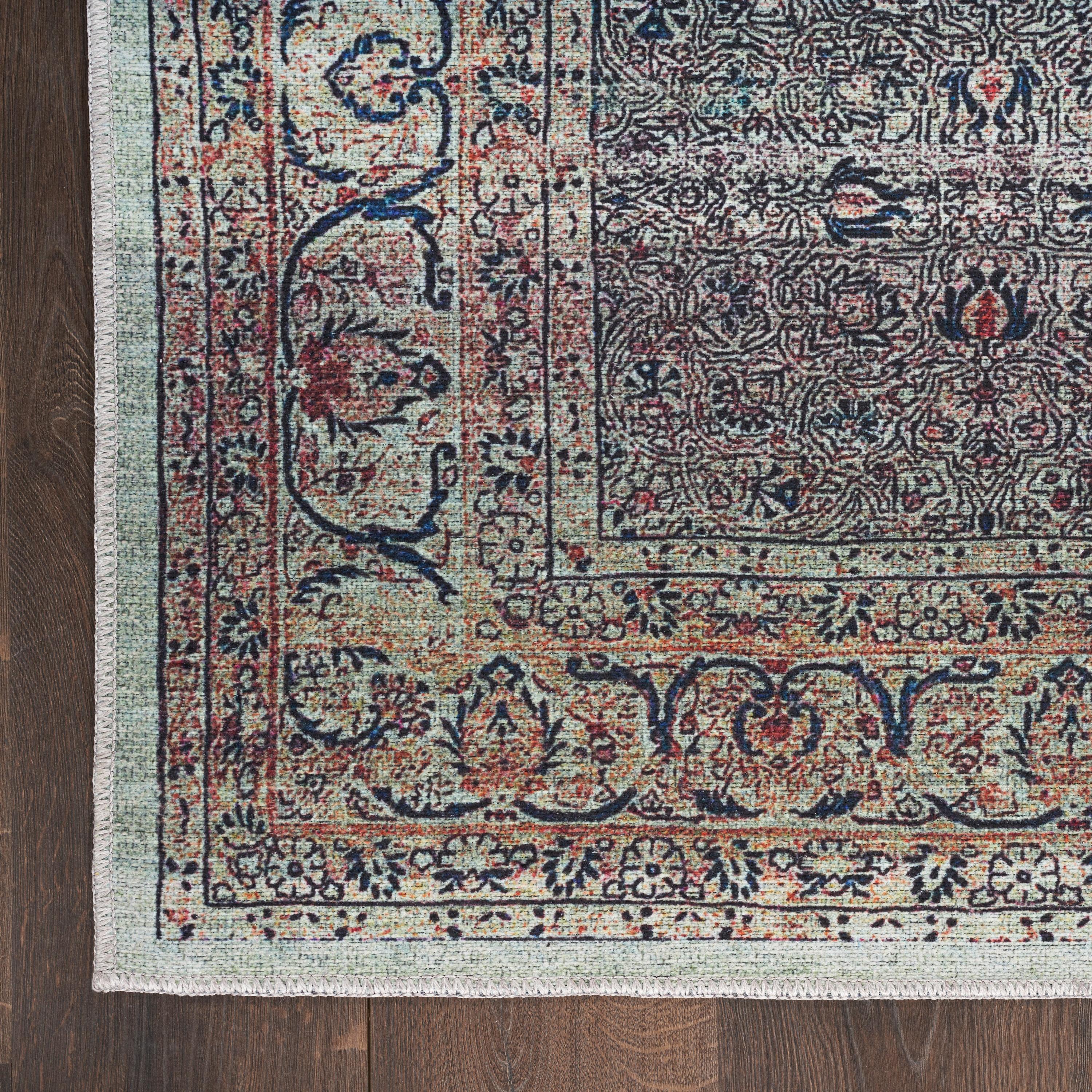 Nourison Washable Brilliance 5'3" x 7'3" Emerald Vintage Indoor Rug