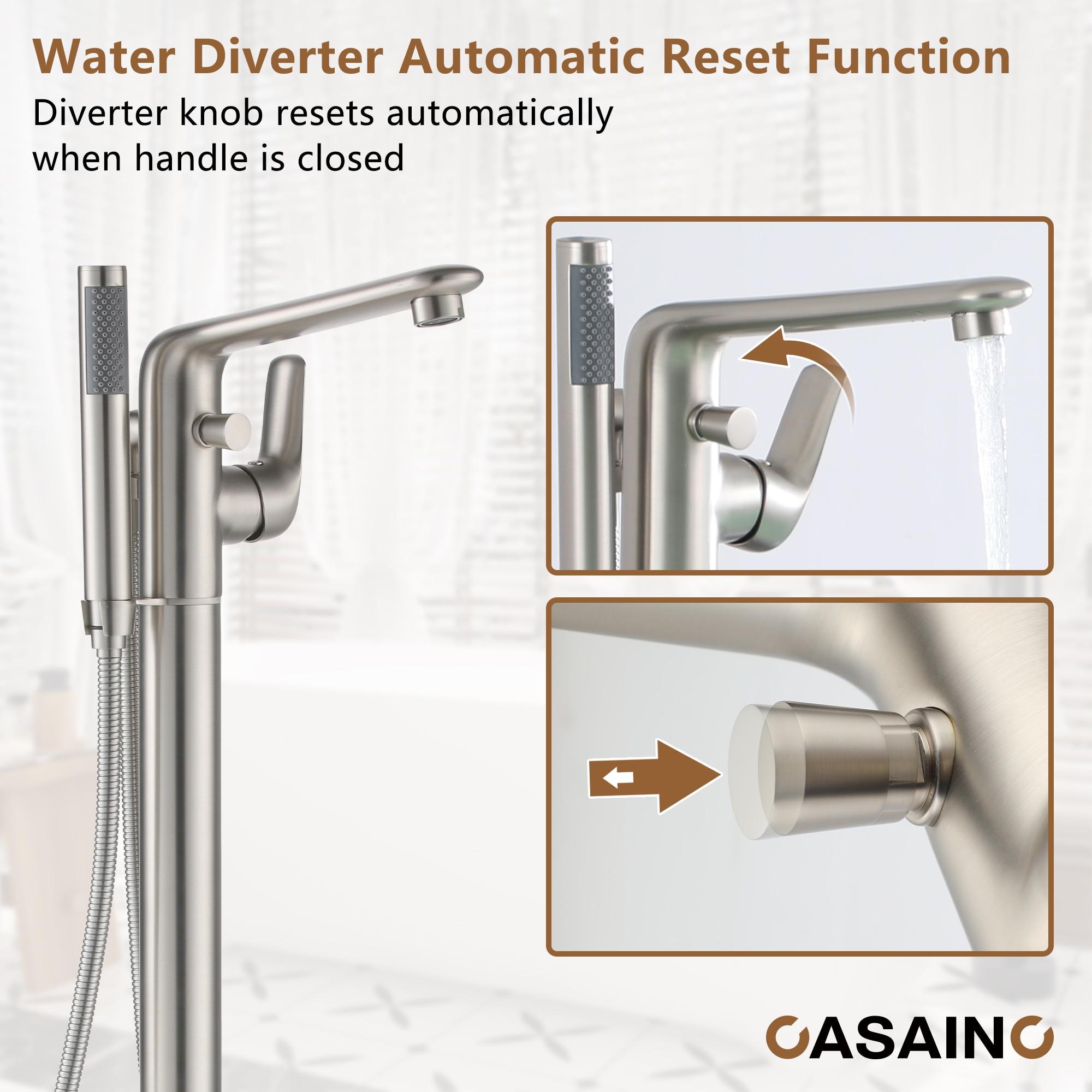 CASAINC KCLT0054-BN Single Handle Freestanding Bathtub Faucet with Diverter and Handshower