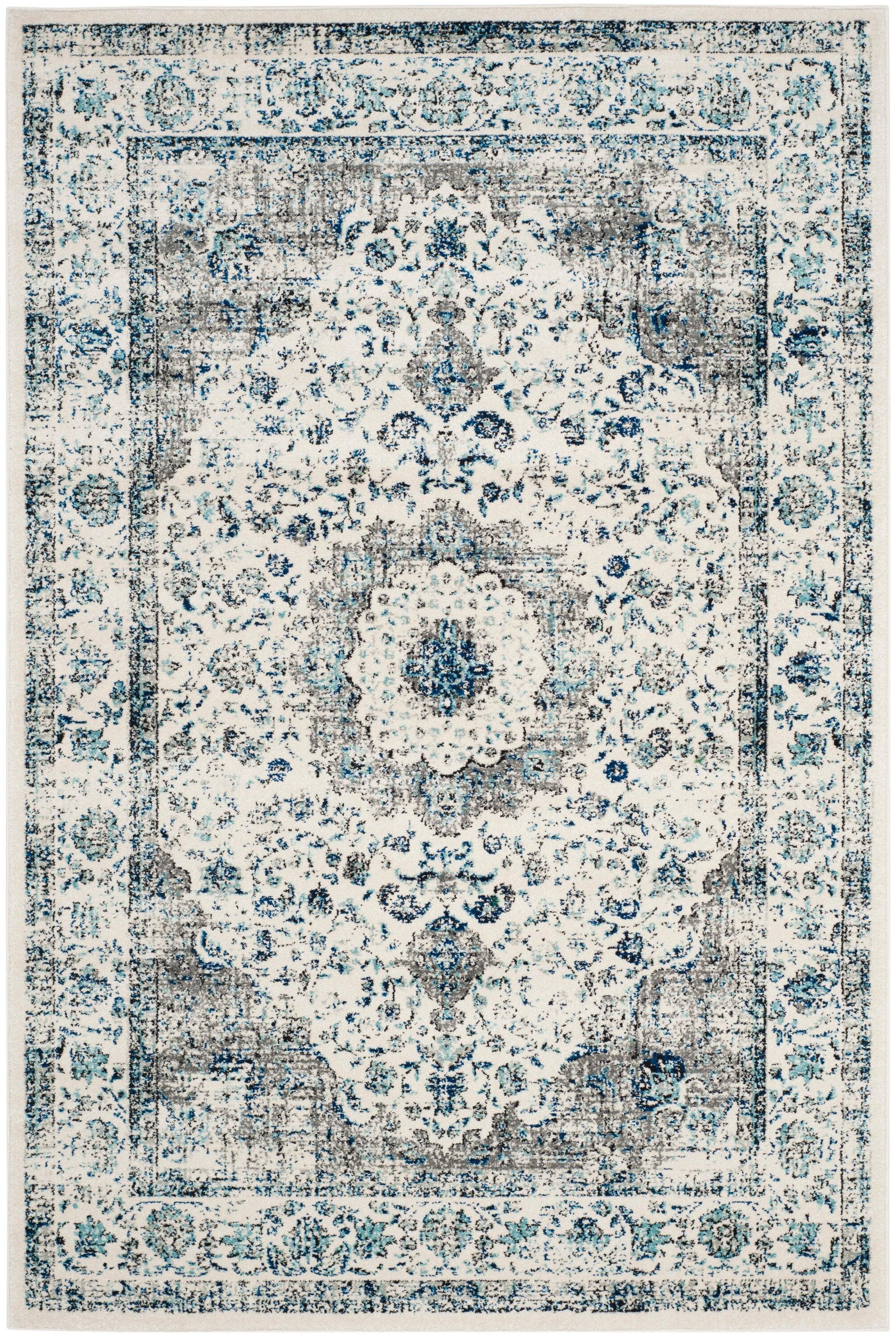 Evoke EVK220 Power Loomed Area Rug - Ivory/Grey - 5'3"x7'6" - Safavieh.