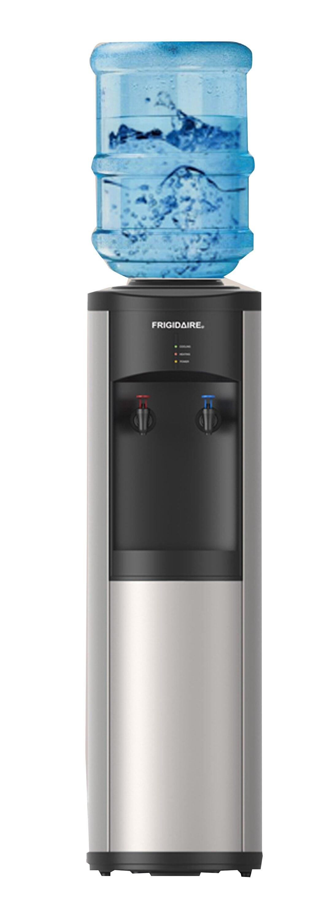 Frigidaire Top Loading Water Cooler Stainless Steel: 5 Gallon Electric Dispenser, Hot & Cold, Freestanding, Safety Switch