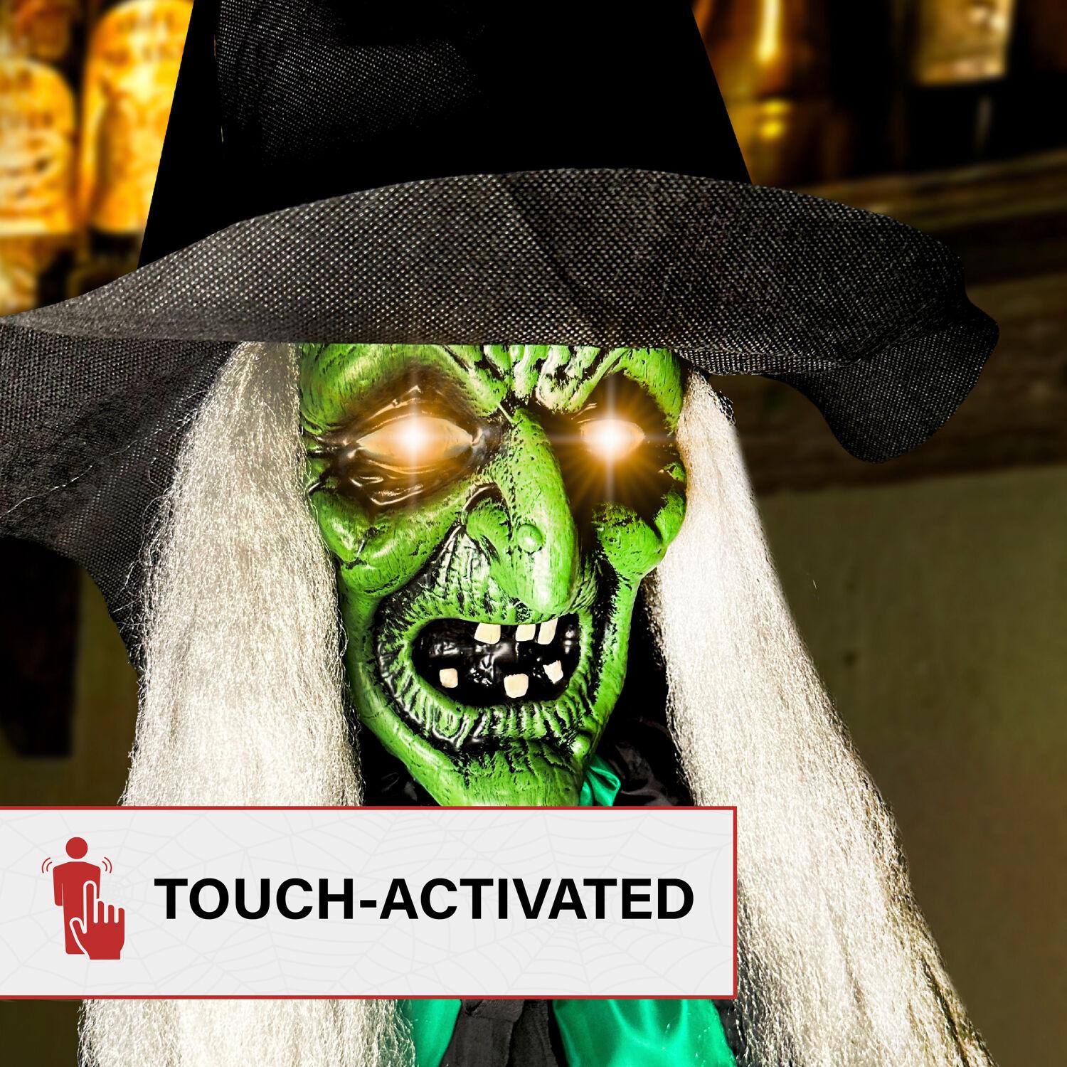 Haunted Hill Farm Lifesize Witch Prop with Lights and Sound, Indoor/Covered Outdoor Halloween Decoration