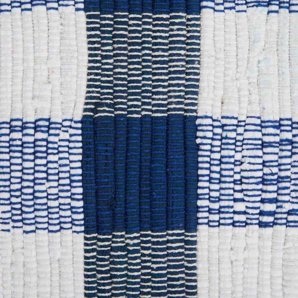 Navy & White Buffalo Check Rag Rug 2ft 3inx6ft