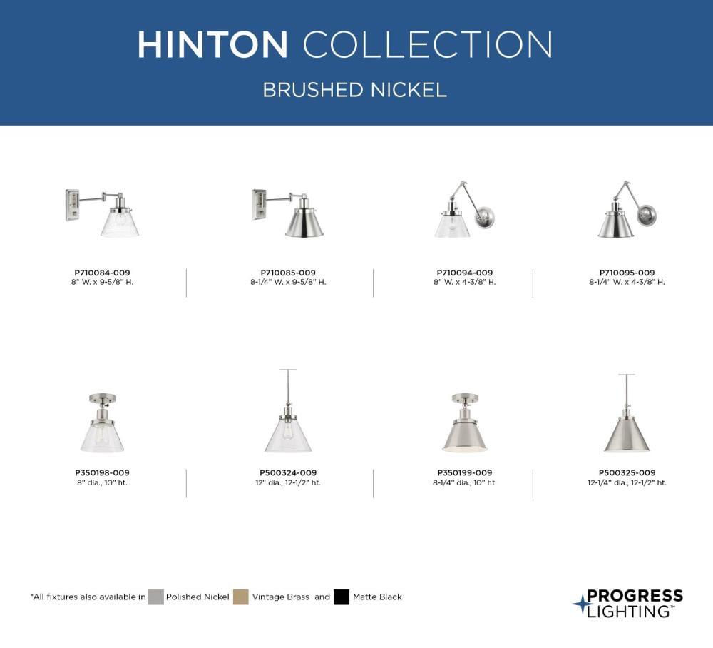 Progress Lighting Hinton 1-Light Industrial Pendant, Vintage Brass, Seeded Glass Shade