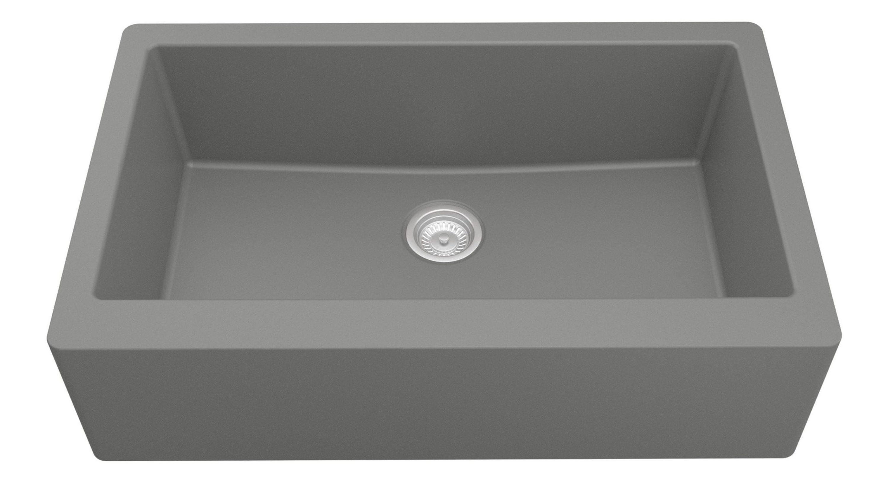 Karran Farmhouse/Apron-Front Quartz Composite 34'' X 21-1/4'' Single Bowl Kitchen Sink