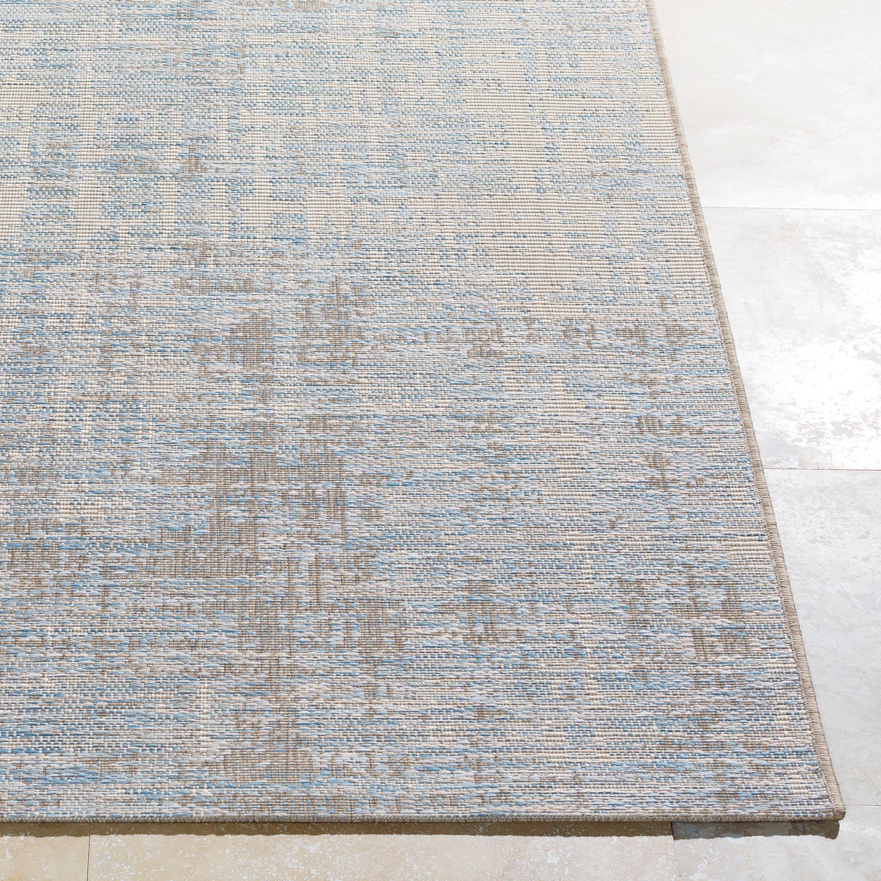 Blue Rectangular Tufted Synthetic Reversible Rug 3'11" x 5'7"