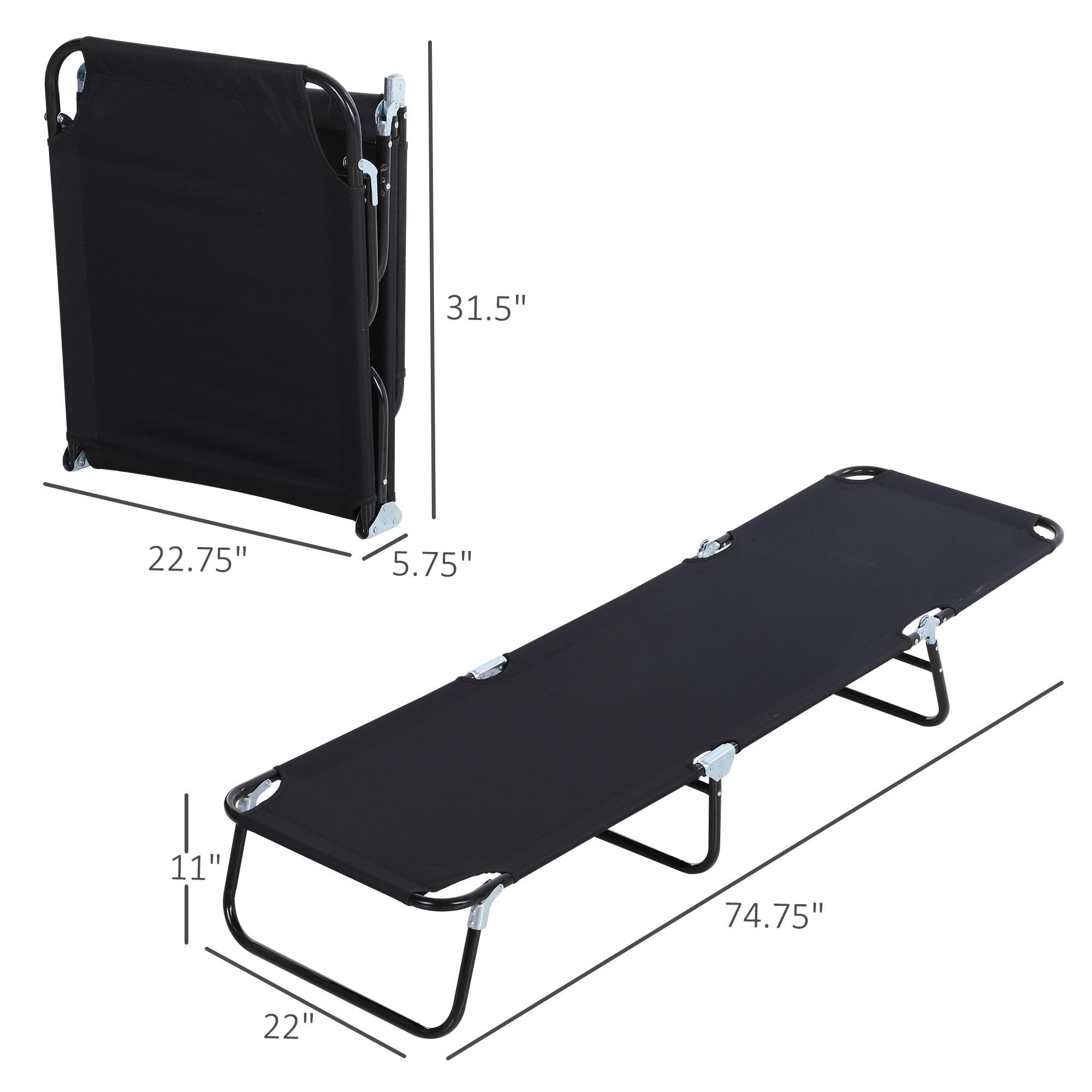 Outsunny Patio Chaise Lounge Chair, Layout Sun Tanning, Folding Sunbathing Beach Chair for Adults, Reclining Lay Down Lounger for Pool, Black