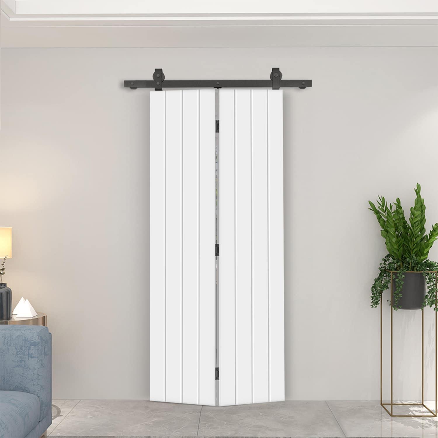 Calhome Modern Bi-Fold Barn Door with Sliding Hardware Kit