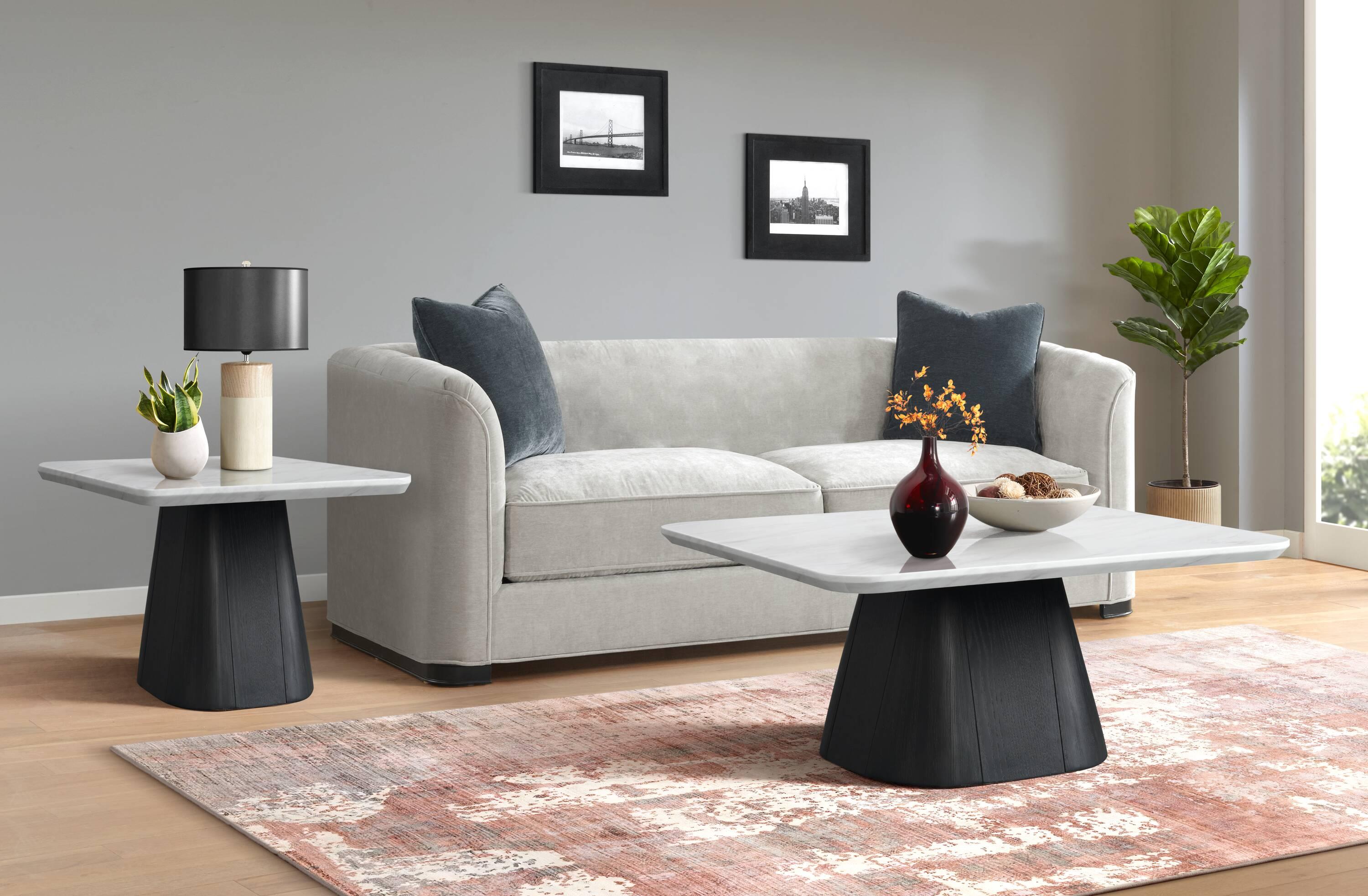 Picket House Furnishings Picket House Furnishings Yuri 2PC Occasional Table Set In White And Black-Coffee Table & End Table